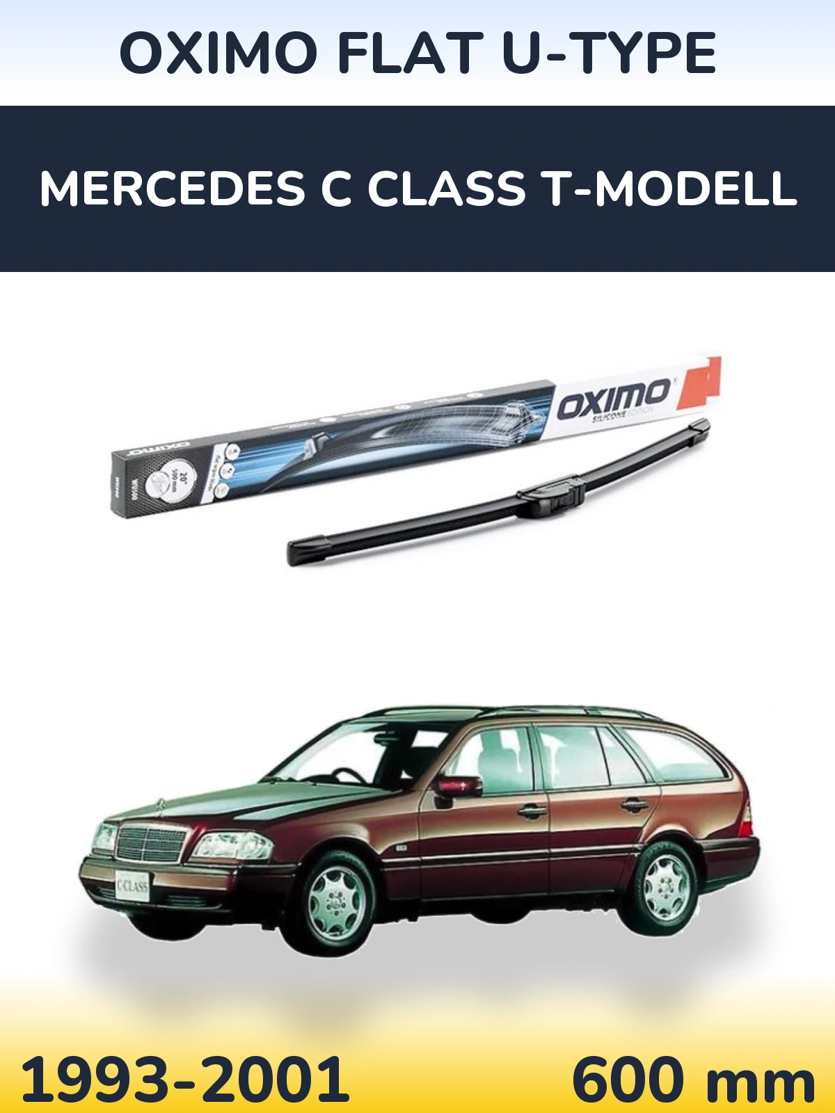 Front wiper blade Oximo Flat U-type 600 mm for Mercedes C Class T-Modellol 1993-2001