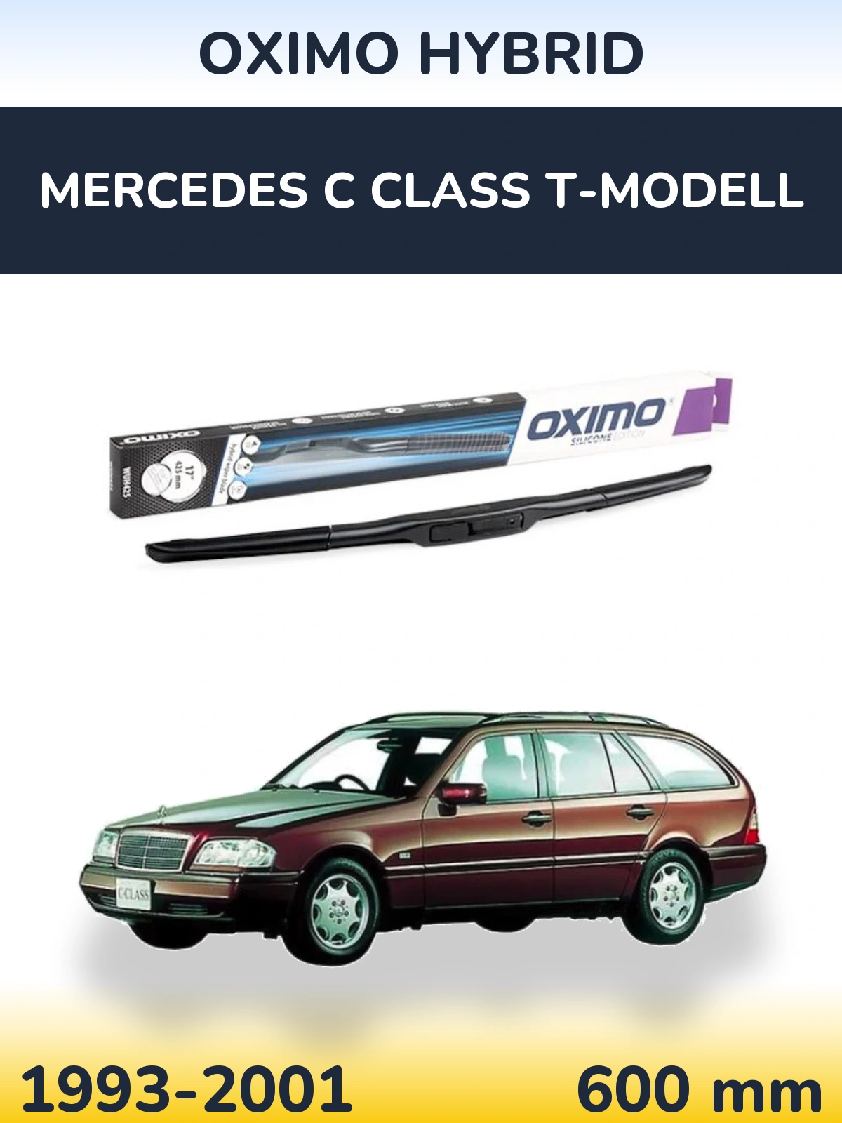 Front wiper blade Oximo Hybrid 600 mm for Mercedes C Class T-Modellol 1993-2001