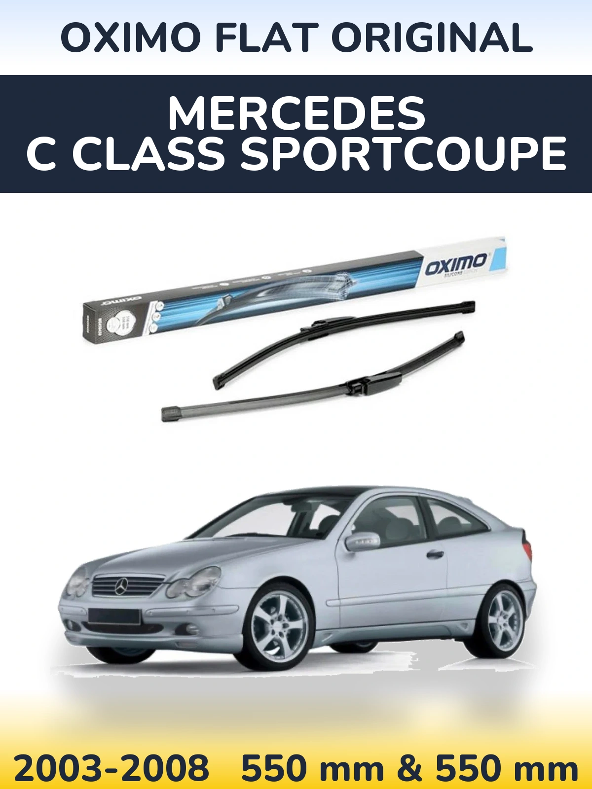 Front wiper blade set Oximo Flat Original 550 & 550 mm for Mercedes C Class Sportcoupe 2003-2008