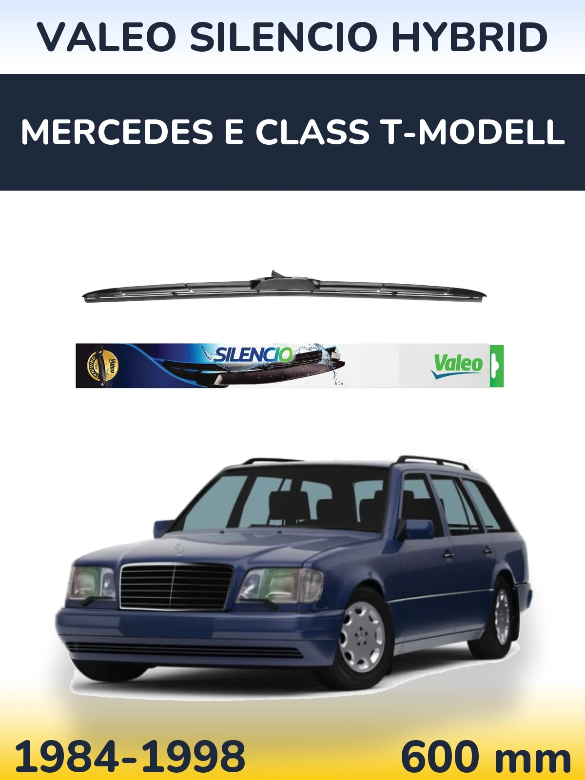 Front wiper blade Valeo Silencio Hybrid 600 mm for Mercedes E Class T-Modellol 1984-1998
