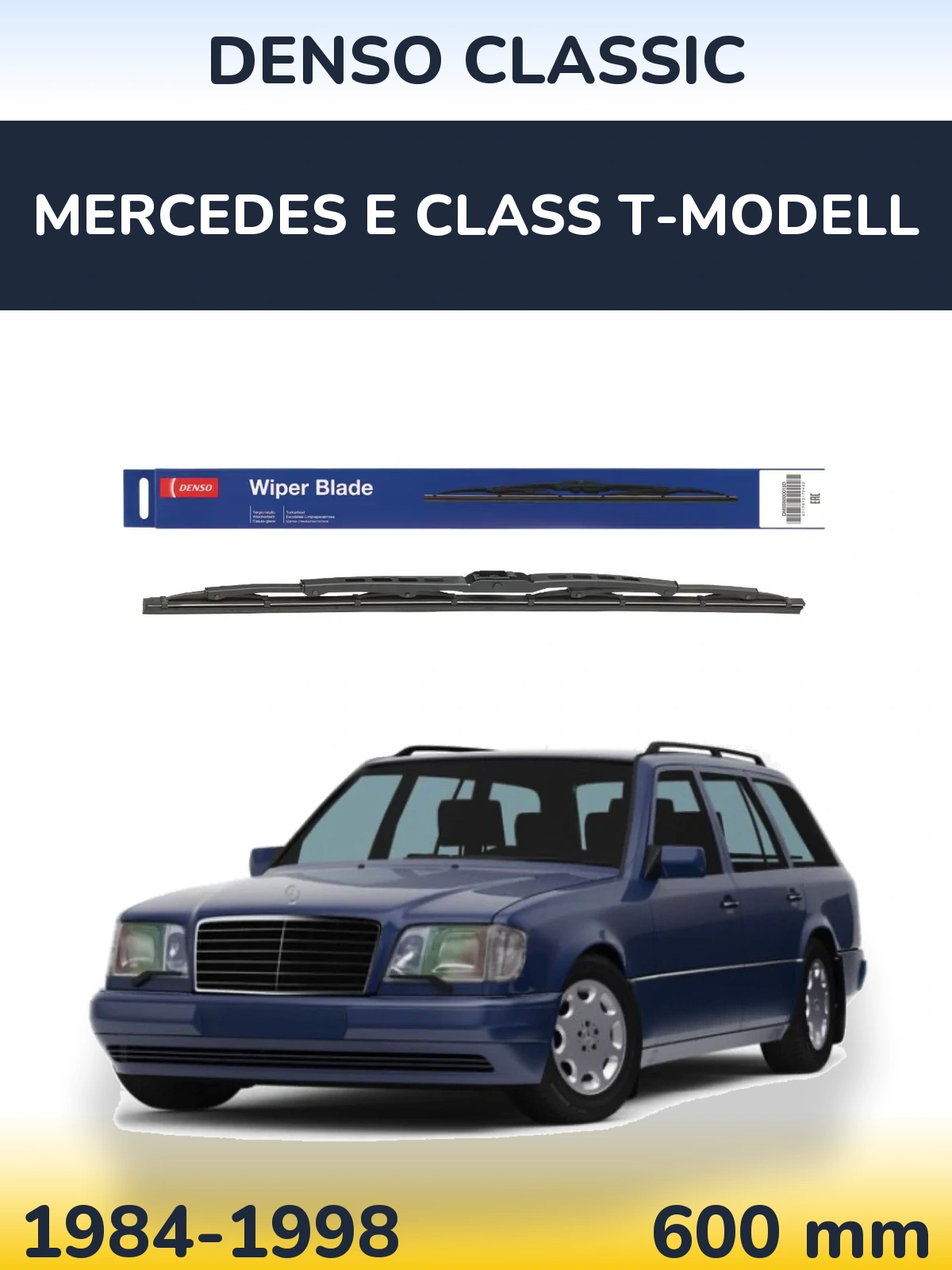 Front wiper blade Denso Classic 600 mm for Mercedes E Class T-Modellol 1984-1998