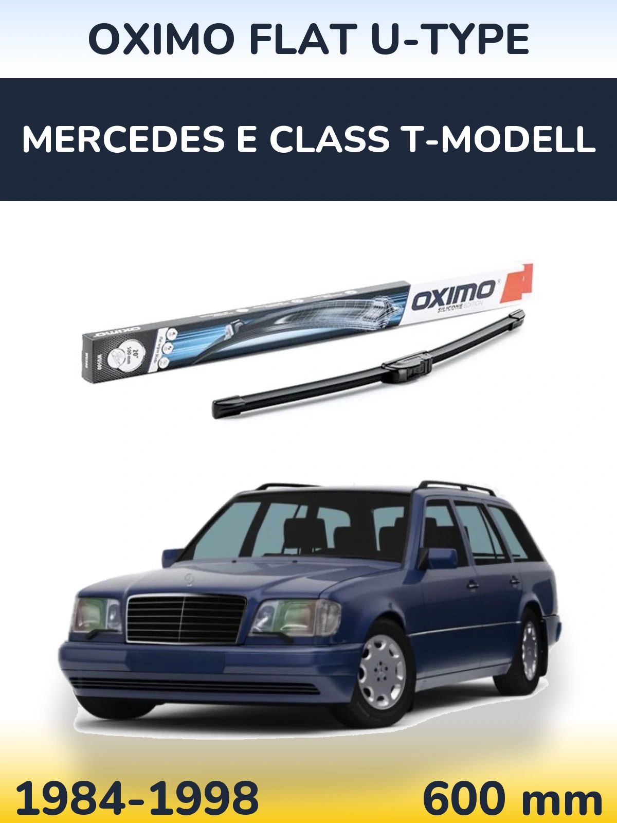 Front wiper blade Oximo Flat U-type 600 mm for Mercedes E Class T-Modellol 1984-1998