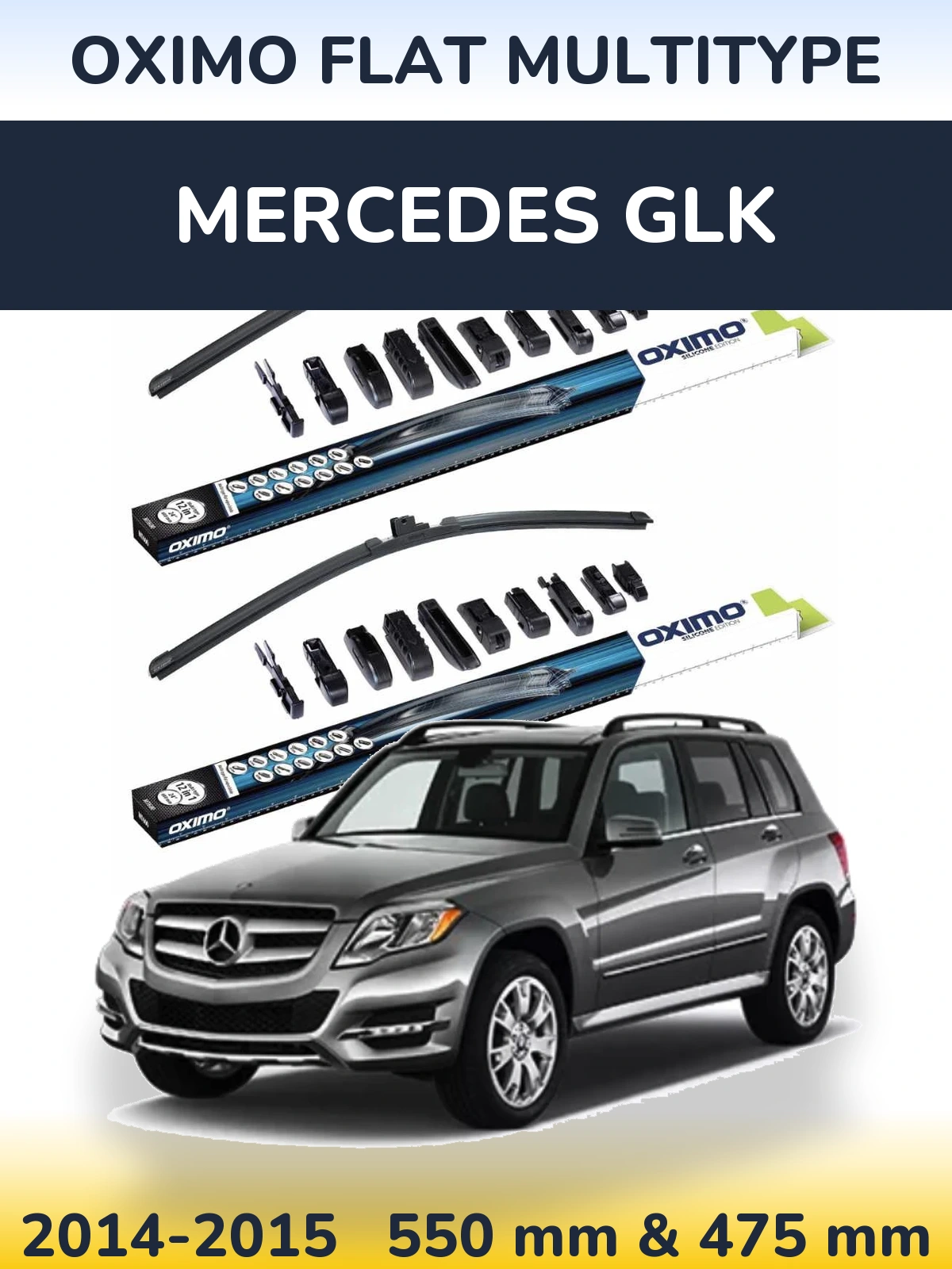 Front wiper blade set Oximo Flat MultiTipoe 550 & 475 mm for Mercedes GLK 2014-2015