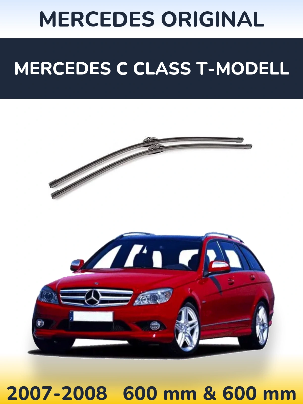 Front wiper blade set Mercedes OEM Mercedes Original 600 & 600 mm for Mercedes C Class T-Modellol 2007-2008