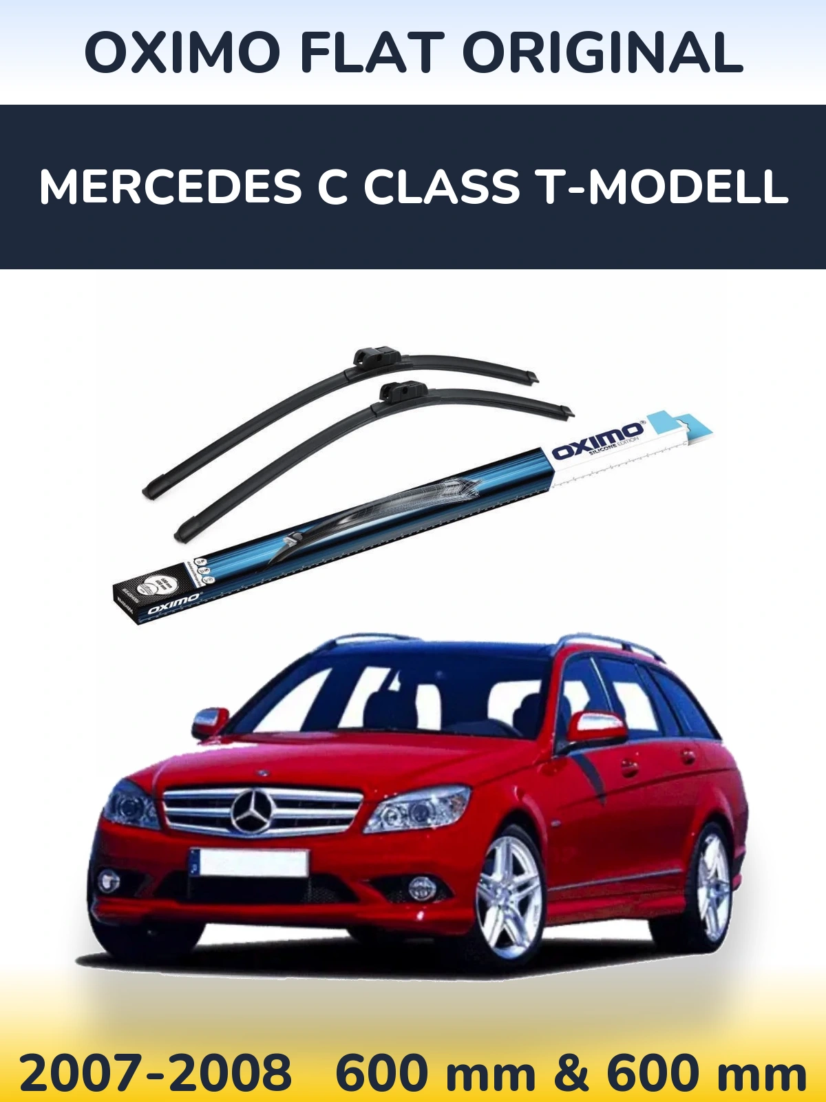 Front wiper blade set Oximo Flat Original 600 & 600 mm for Mercedes C Class T-Modellol 2007-2008