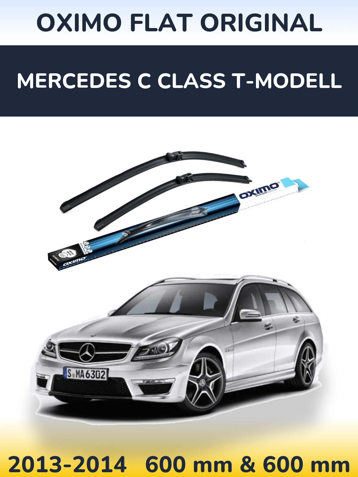 Front wiper blade set Oximo Flat Original 600 & 600 mm for Mercedes C Class T-Modellol 2013-2014