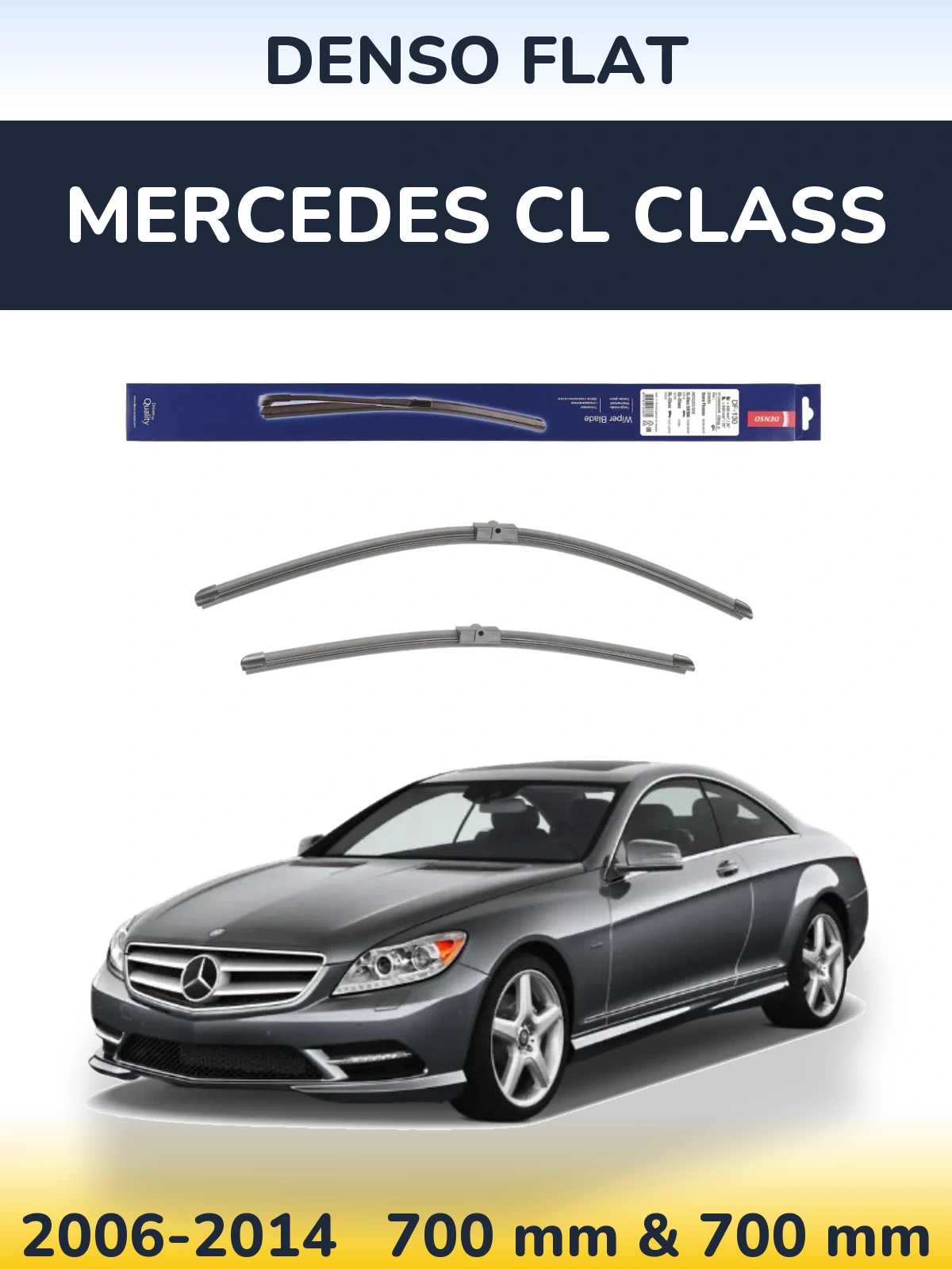 Front wiper blade set Denso Flat 650 & 650 mm for Mercedes CL Class 2006-2014