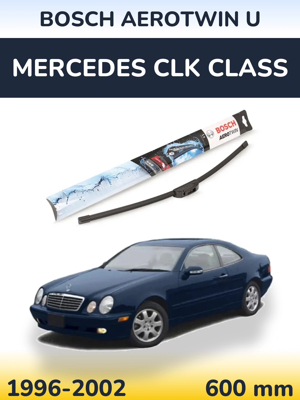 Передний дворник BOSCH AeroTwin U 600 мм для Mercedes CLK Class 1996-2002
