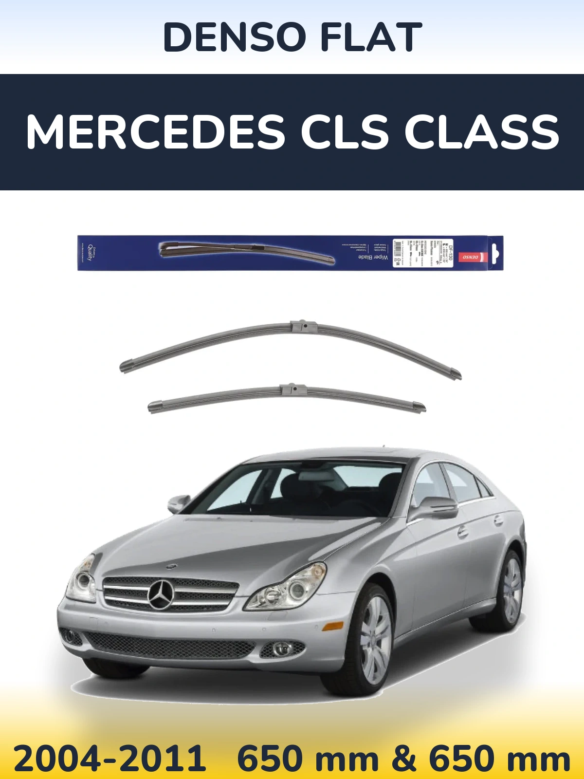 Front wiper blade set Denso Flat 650 & 650 mm for Mercedes CLS Class 2004-2011