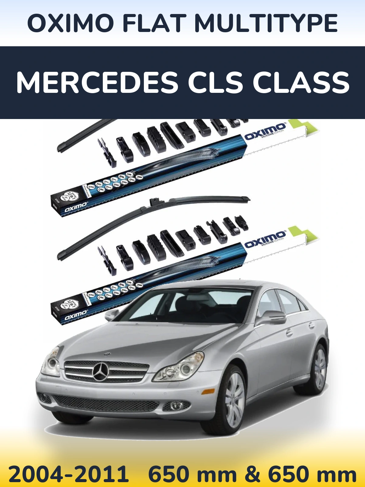 Комплект передних дворников Oximo Flat MultiТипe 650 & 650 мм для Mercedes CLS Class 2004-2011