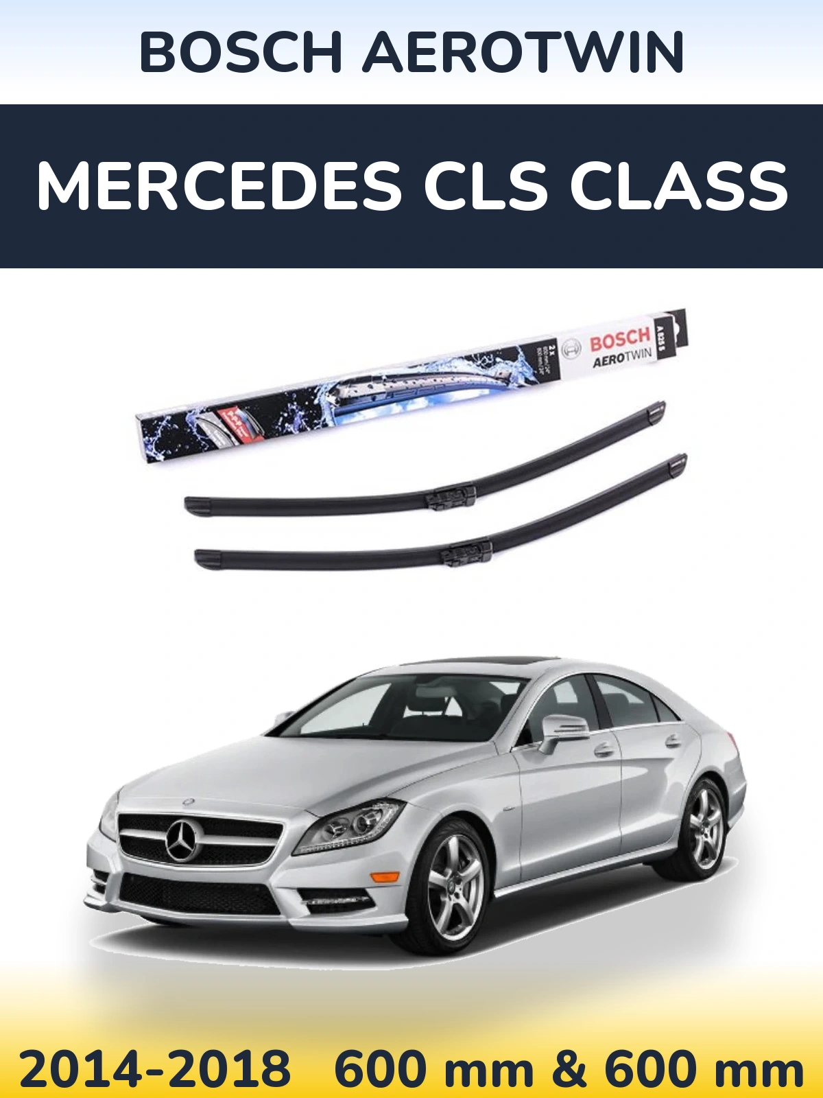 Комплект передніх щіток BOSCH AeroTwin 600 & 600 мм для Mercedes CLS Class 2014-2018