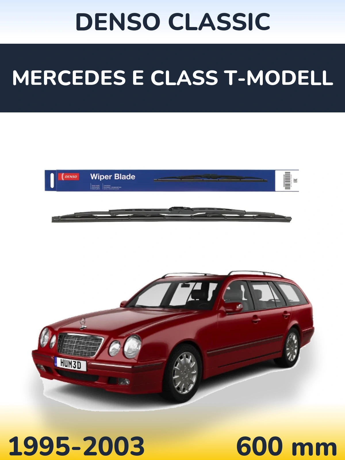 Front wiper blade Denso Classic 600 mm for Mercedes E Class T-Modellol 1995-2003