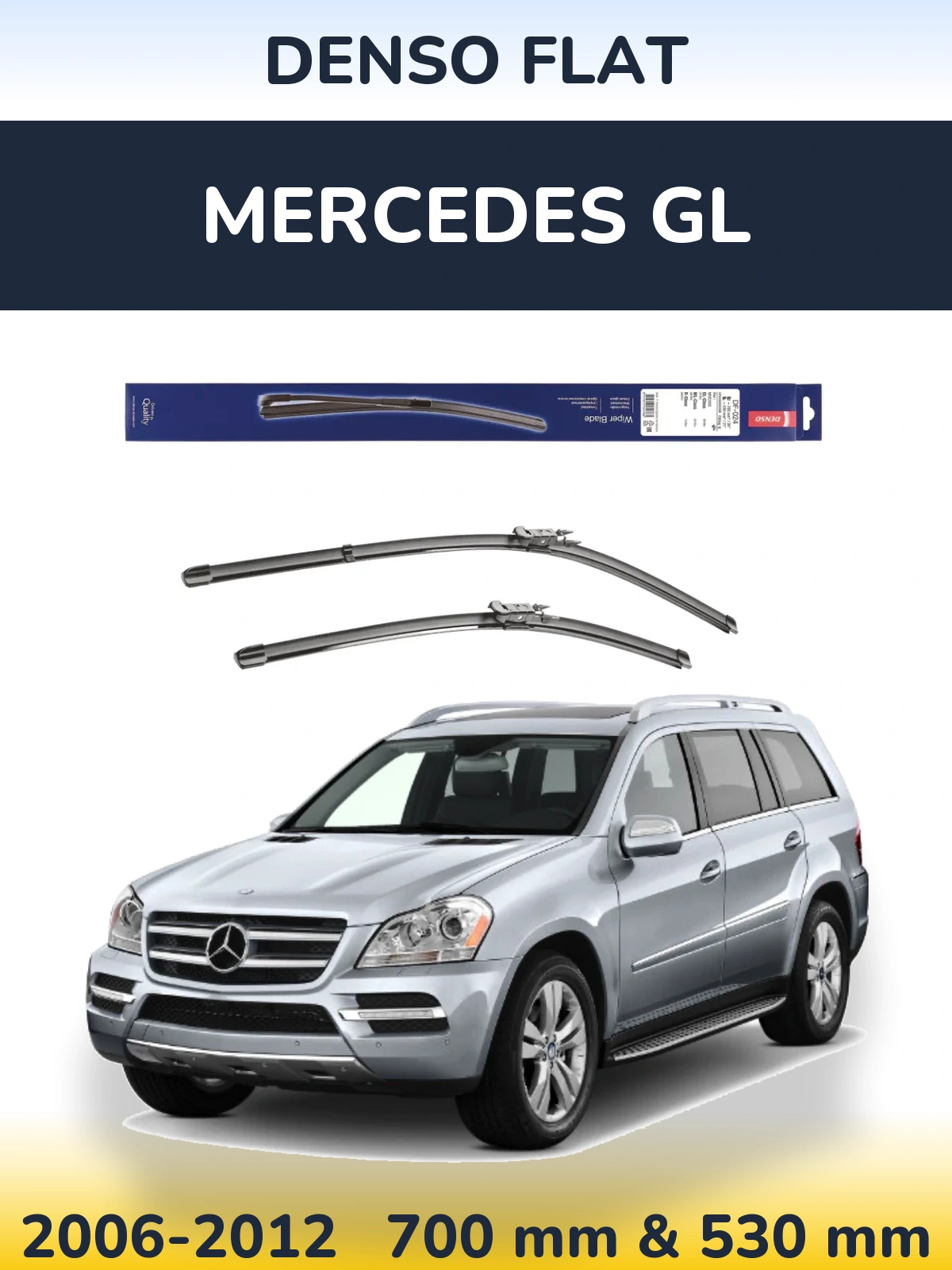 Front wiper blade set Denso Flat 700 & 530 mm for Mercedes GL 2006-2012