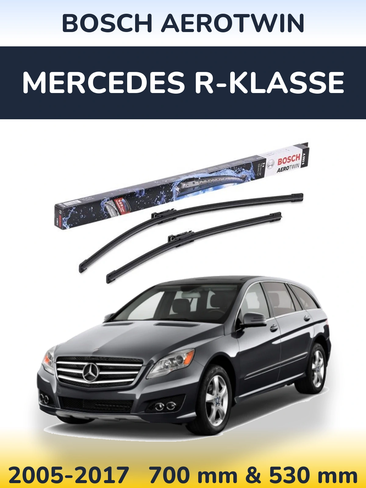 Комплект передніх щіток BOSCH AeroTwin 700 & 530 мм для Mercedes R-Klasse 2005-2017