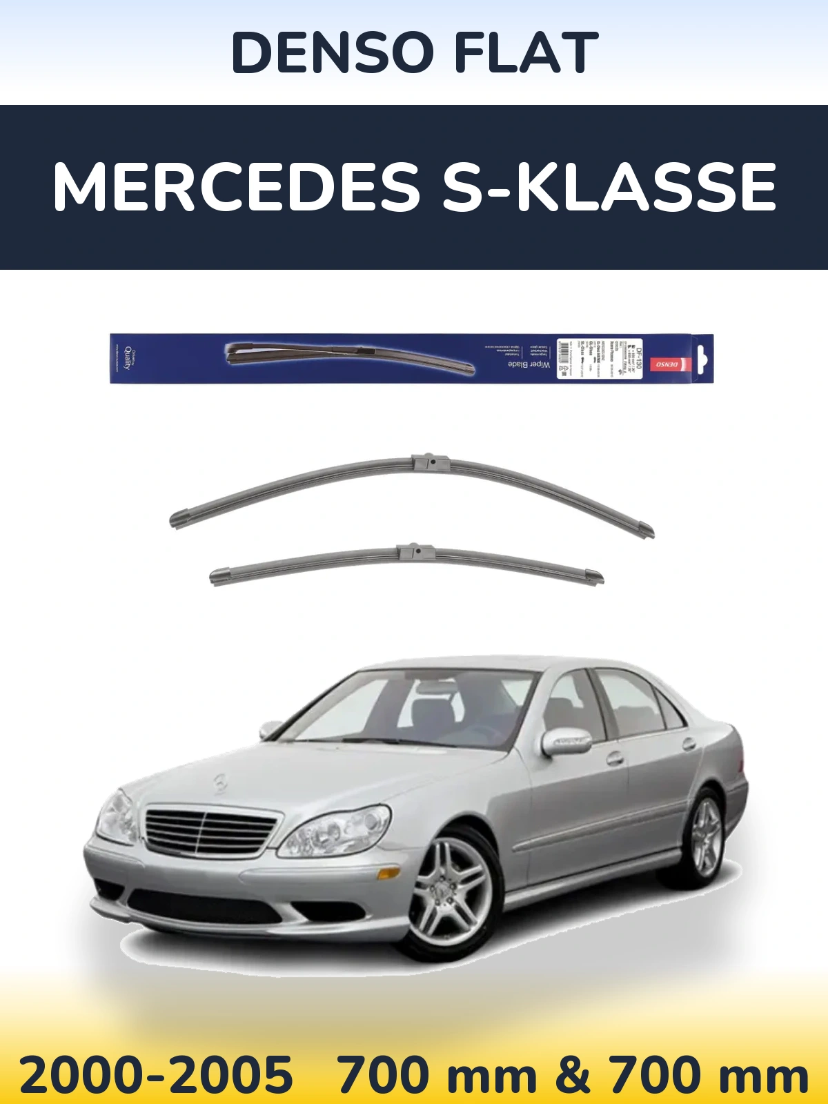Front wiper blade set Denso Flat 650 & 650 mm for Mercedes S-Klasse 2000-2005