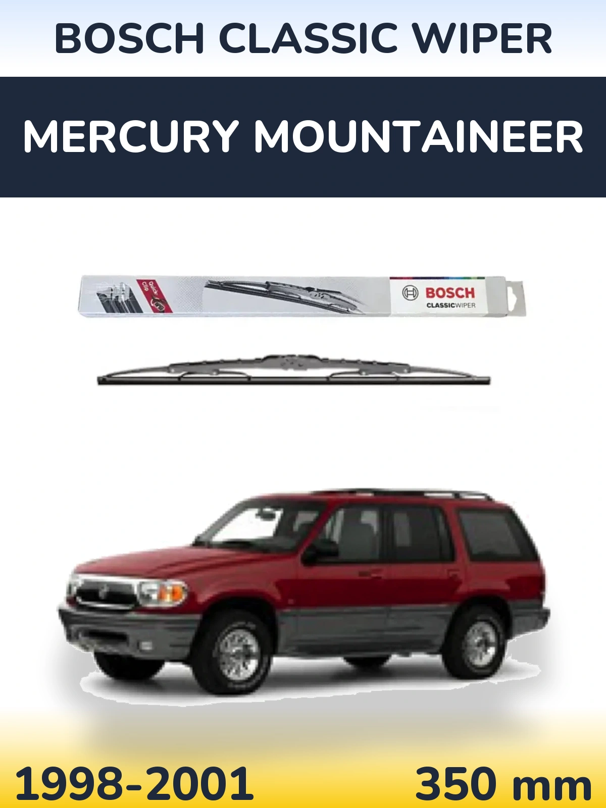 Rear wiper blade BOSCH Classic Wiper 340 mm for Mercury Mountaineer 1998-2001