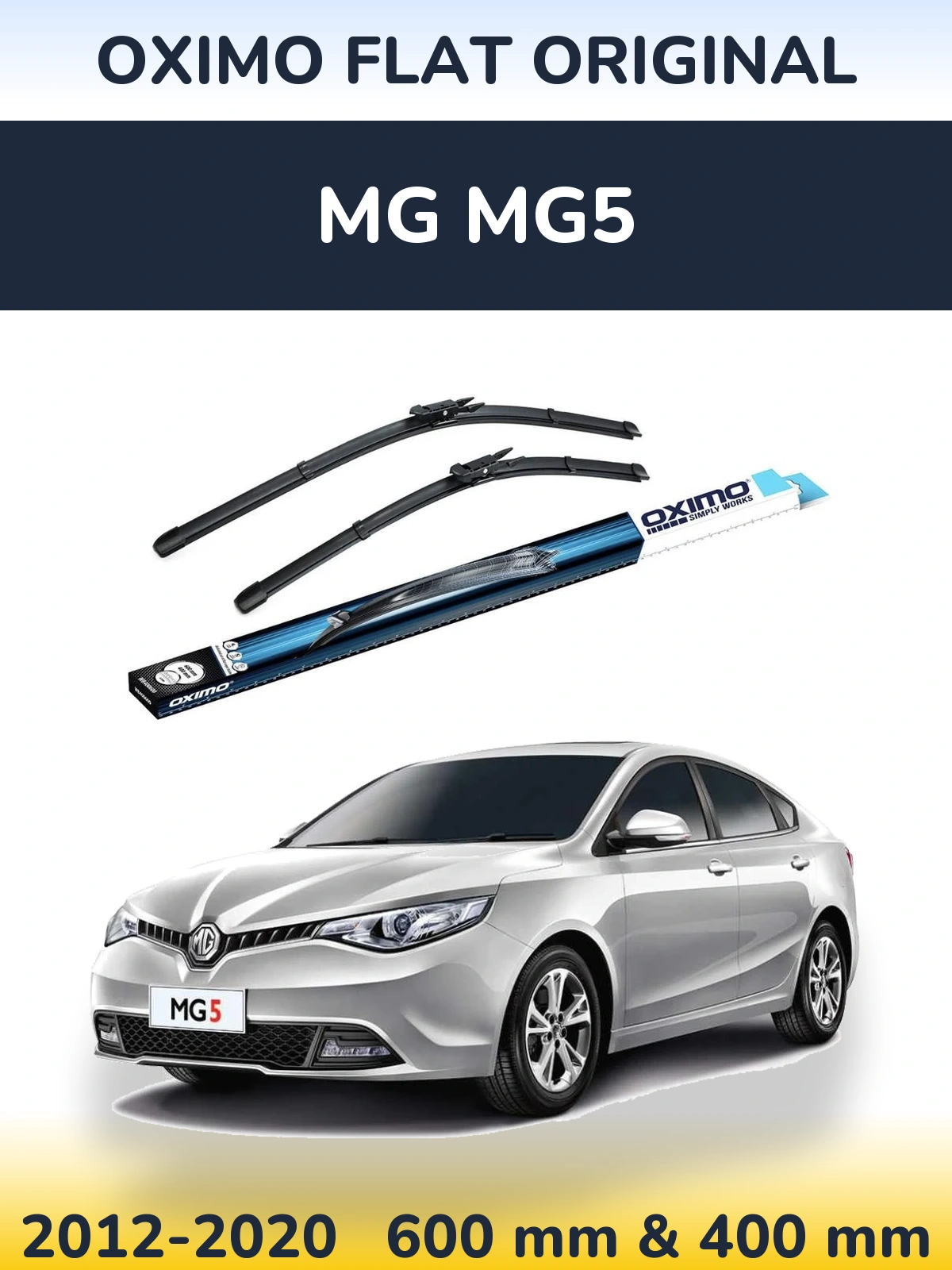Front wiper blade set Oximo Flat Original 600 & 400 mm for MG MG5 2012-2020