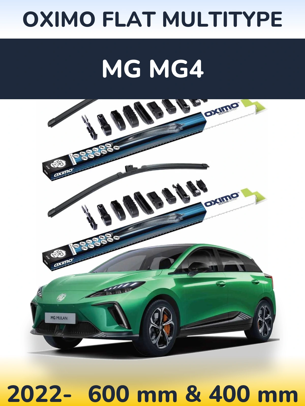 Front wiper blade set Oximo Flat MultiTipoe 600 & 400 mm for MG MG4 2022-2026