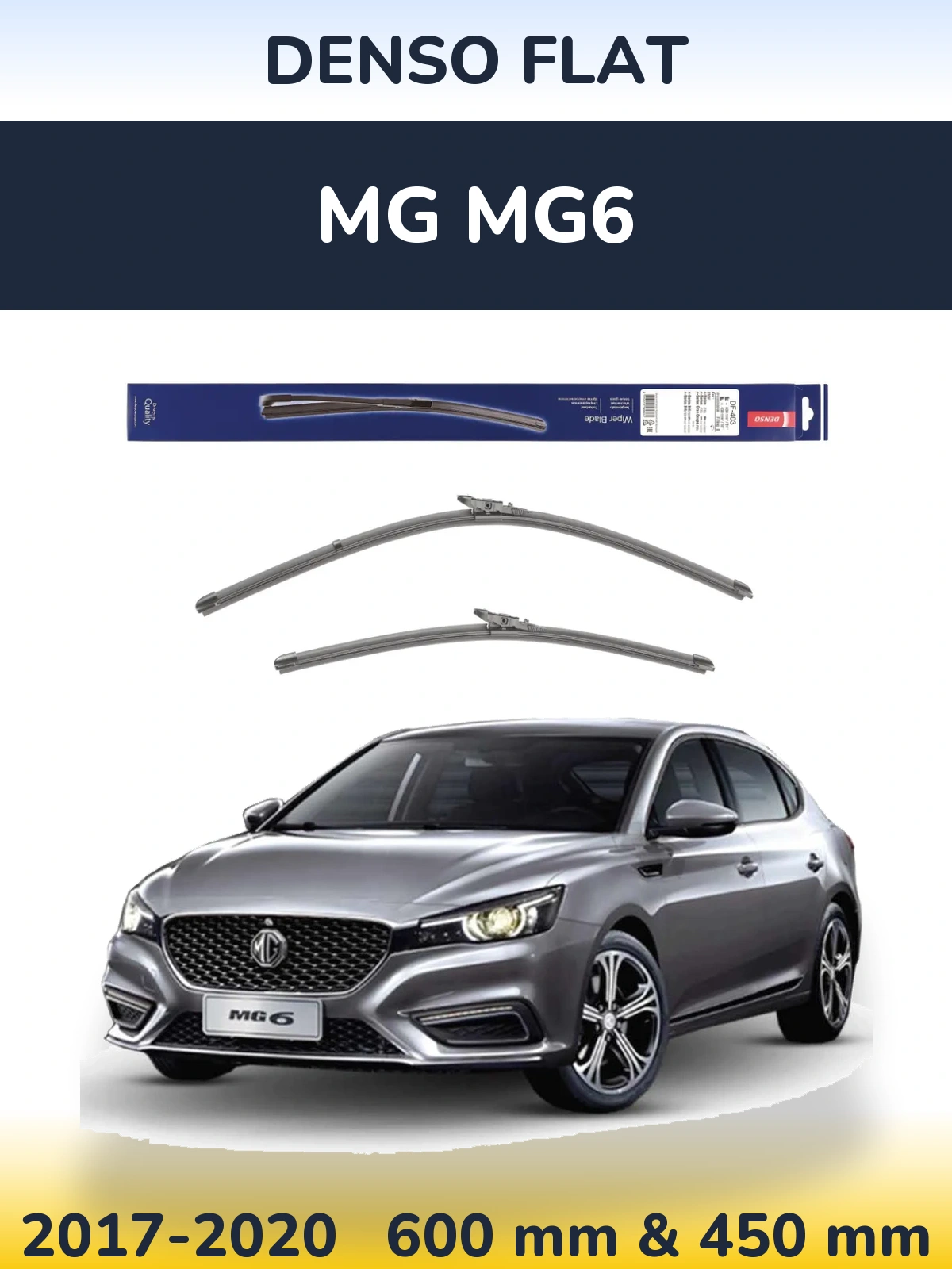 Комплект передних дворников Denso Flat 600 & 450 мм для MG MG6 2017-2020