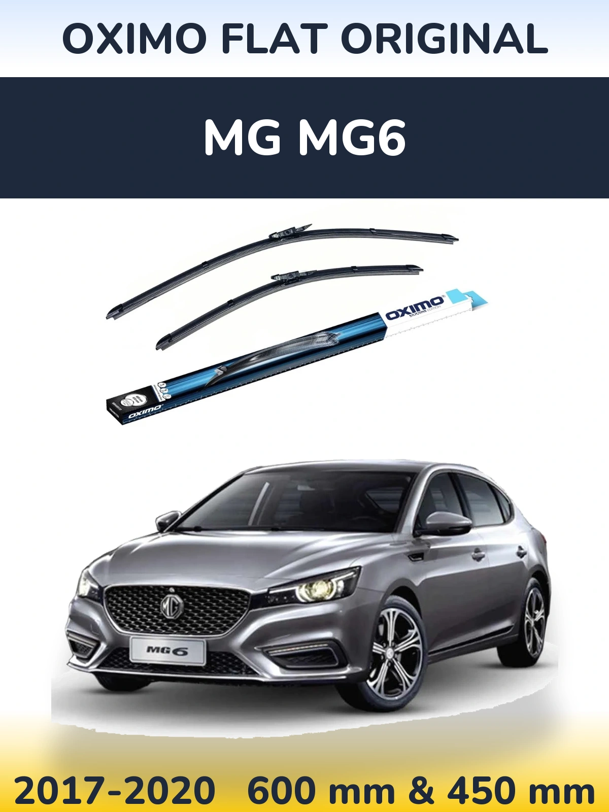 Комплект передних дворников Oximo Flat Original 600 & 450 мм для MG MG6 2017-2020