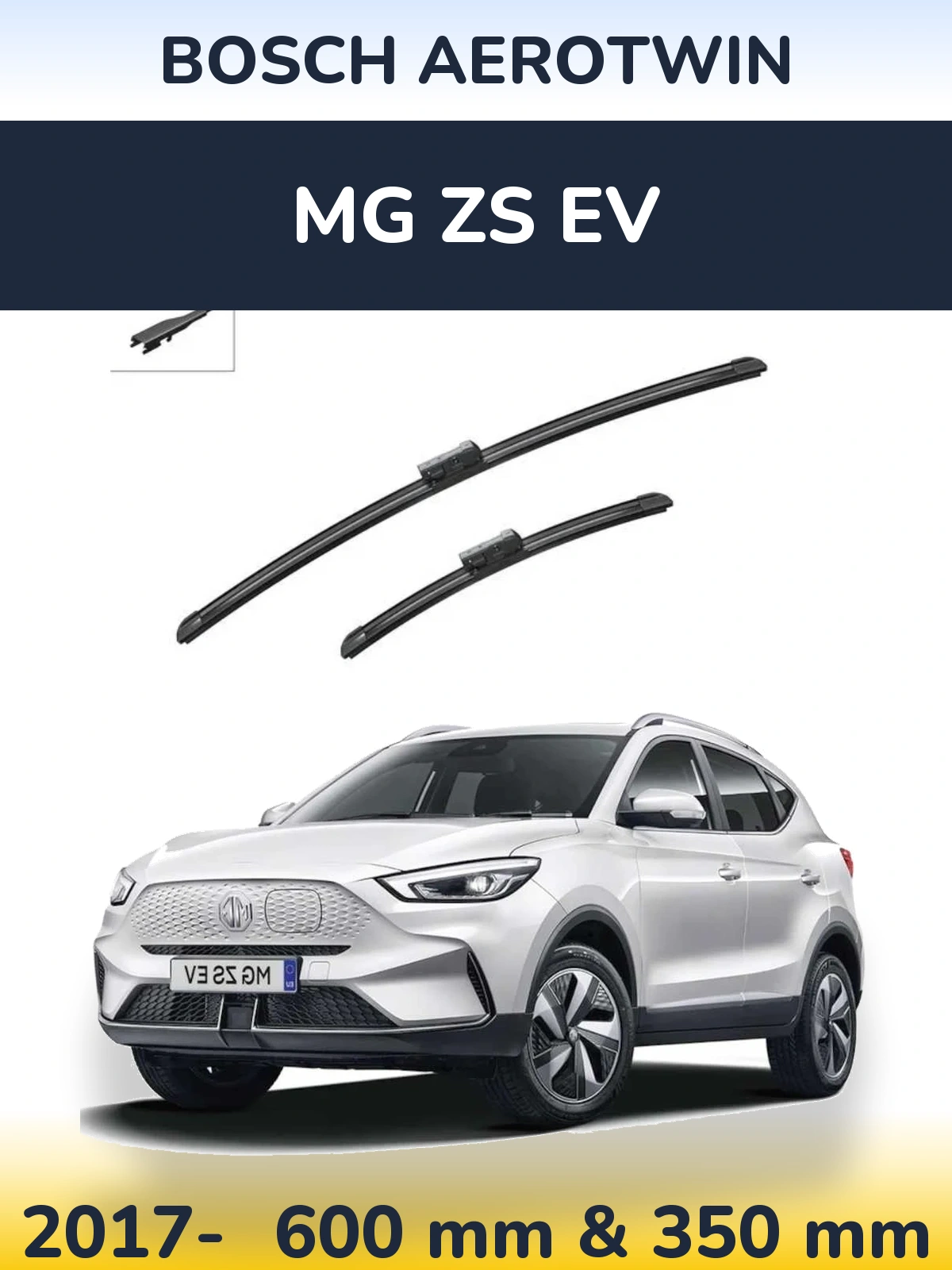 Комплект передних дворников BOSCH AeroTwin 600 & 350 мм для MG ZS EV 2017-2026
