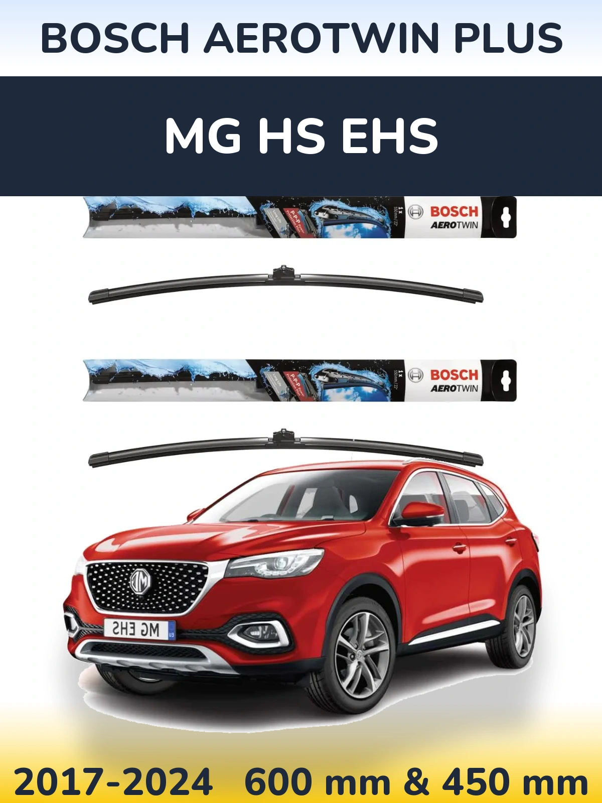 Комплект передних дворников BOSCH AeroTwin Plus 600 & 450 мм для MG HS eHS 2017-2024