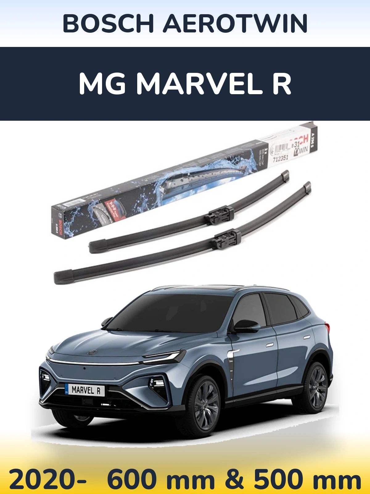 Комплект передніх щіток BOSCH AeroTwin 600 & 500 мм для MG Marvel R 2020-2026