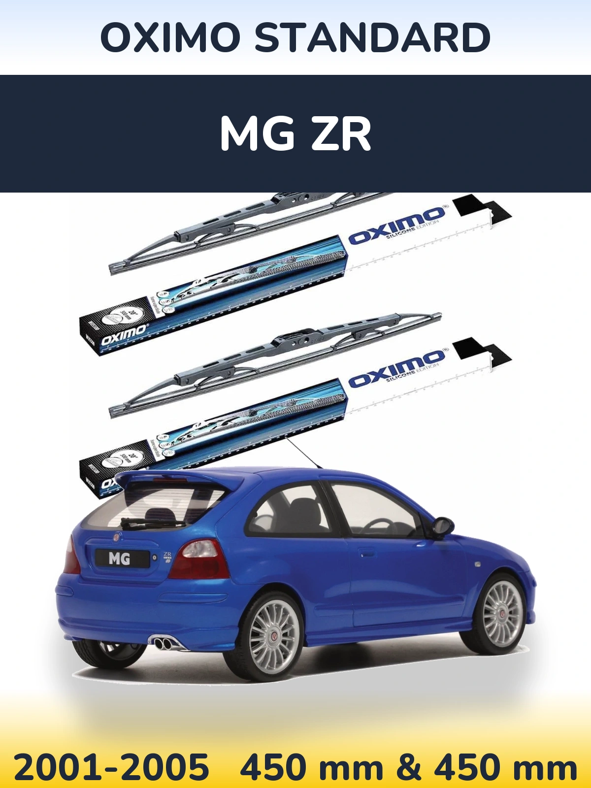 Front wiper blade set Oximo Standard 450 & 450 mm for MG ZR 2001-2005