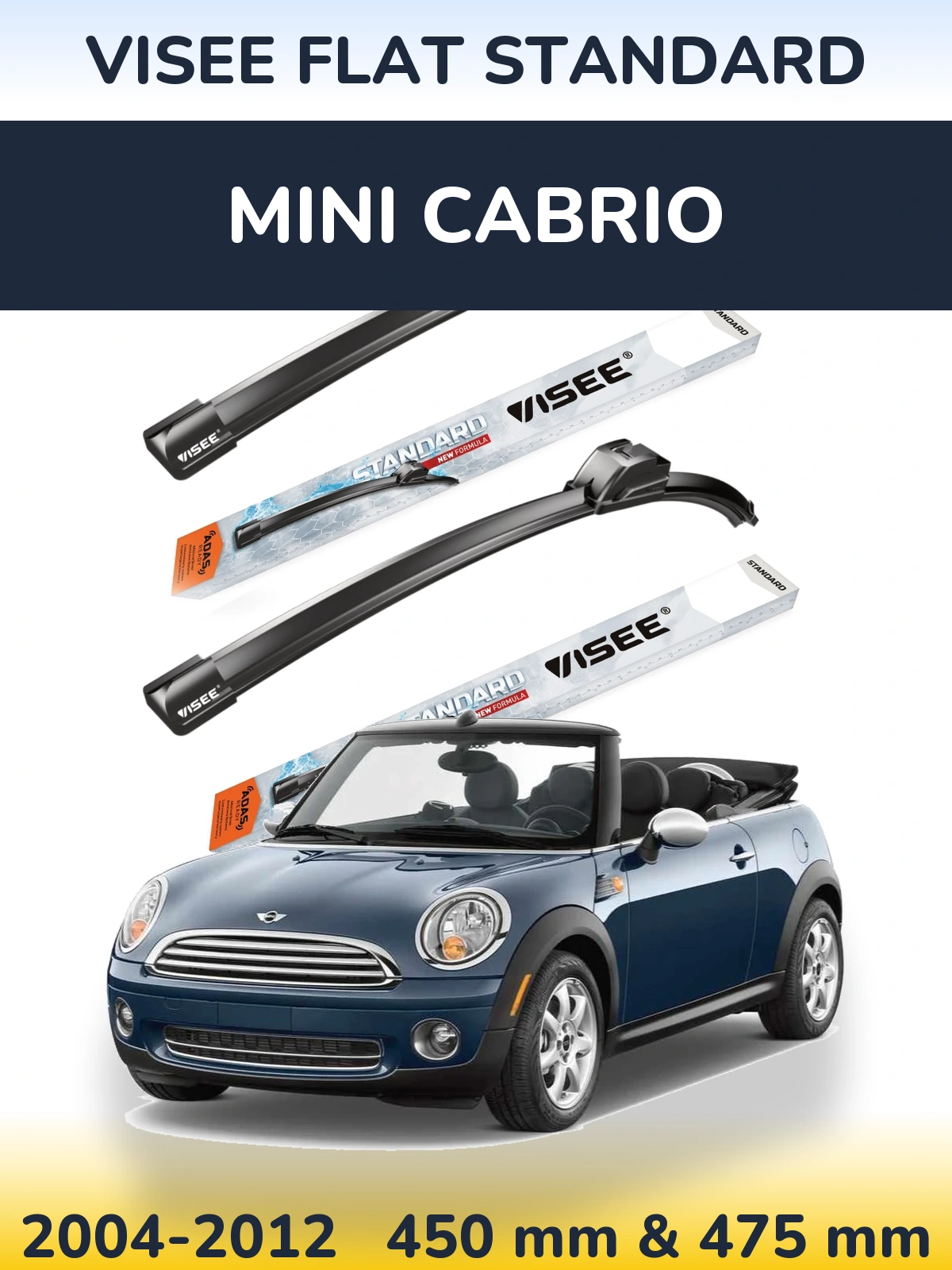 Комплект передніх щіток VISEE FLAT STANDARD 450 & 475 мм для MINI Cabrio 2004-2012