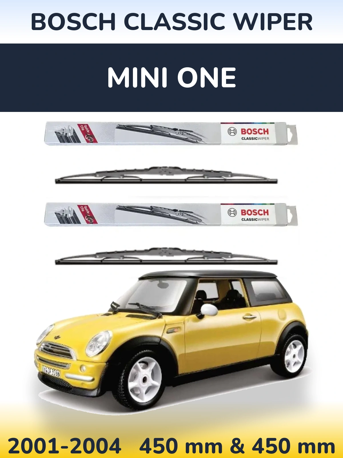 Front wiper blade set BOSCH Classic Wiper 450 & 450 mm for MINI One 2001-2004