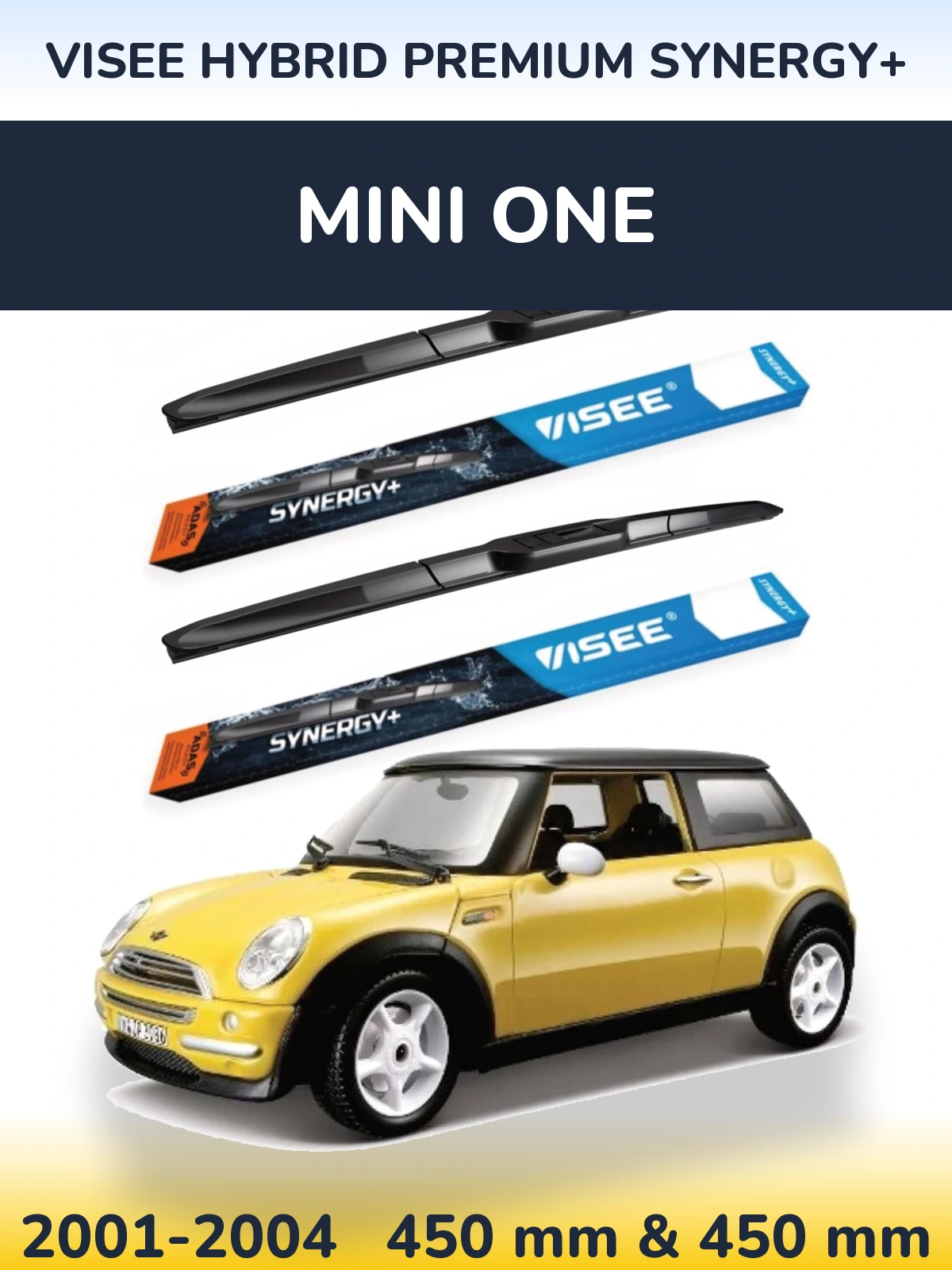 Front wiper blade set VISEE HYBRID PREMIUM SYNERGY+ 450 & 450 mm for MINI One 2001-2004