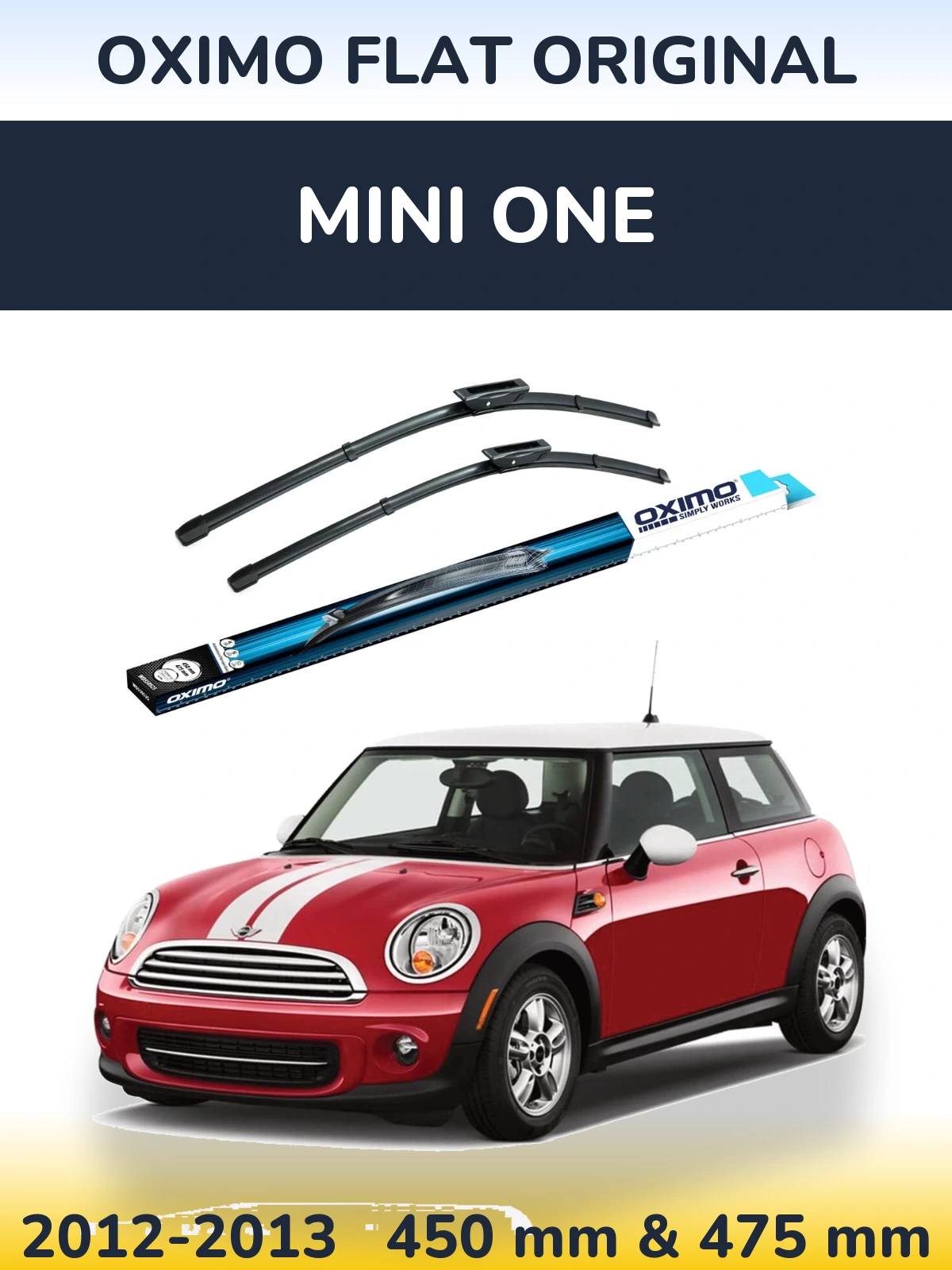 Комплект передних дворников Oximo Flat Original 450 & 475 мм для MINI One 2012-2013