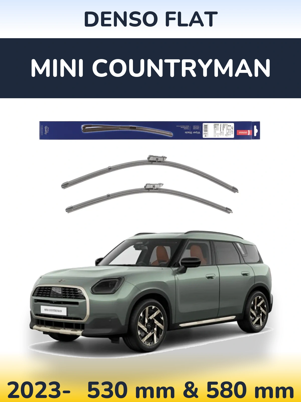 Front wiper blade set Denso Flat 530 & 580 mm for MINI Countryman 2023-2026
