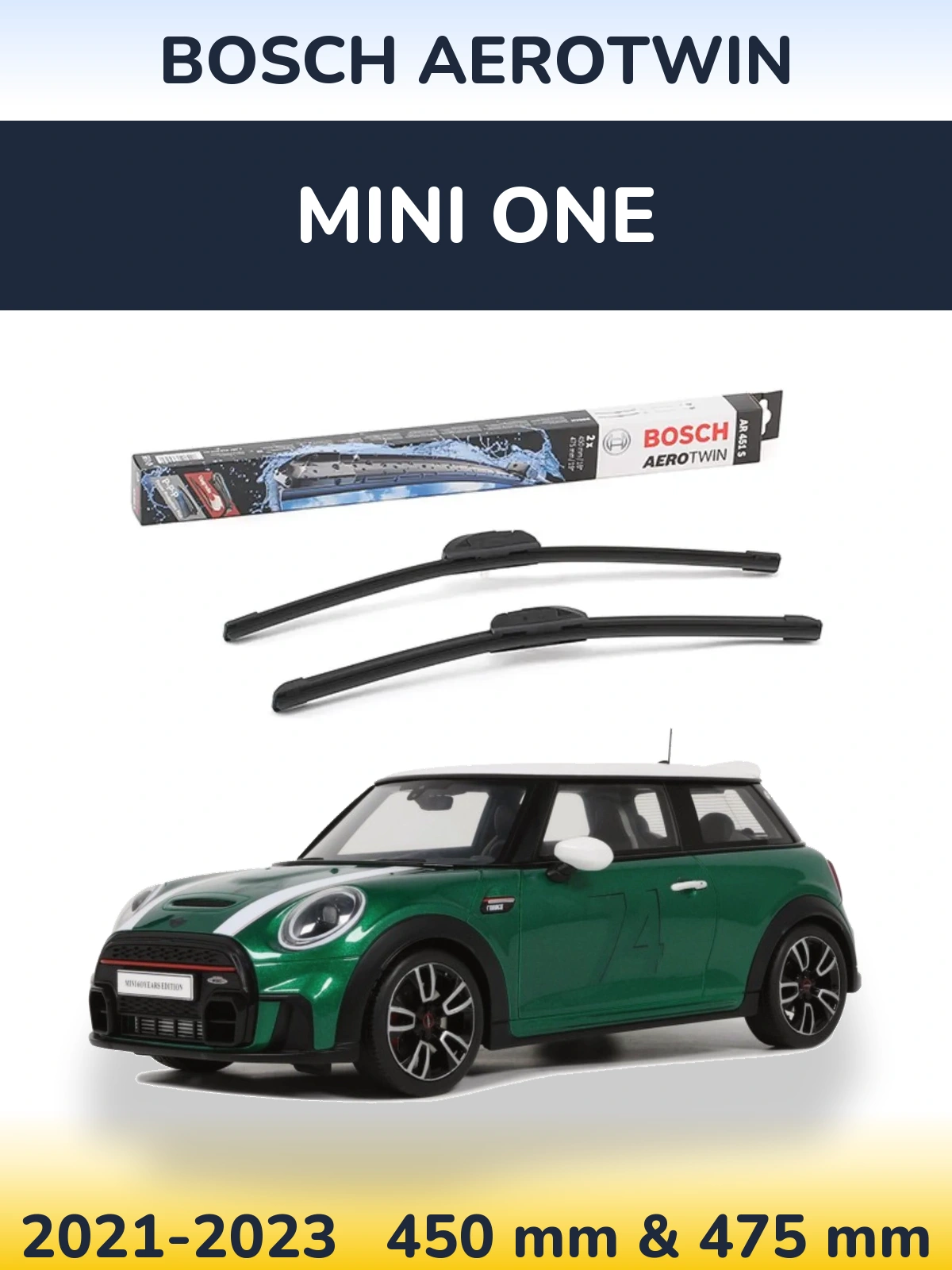Комплект передних дворников BOSCH AeroTwin 450 & 475 мм для MINI One 2021-2023