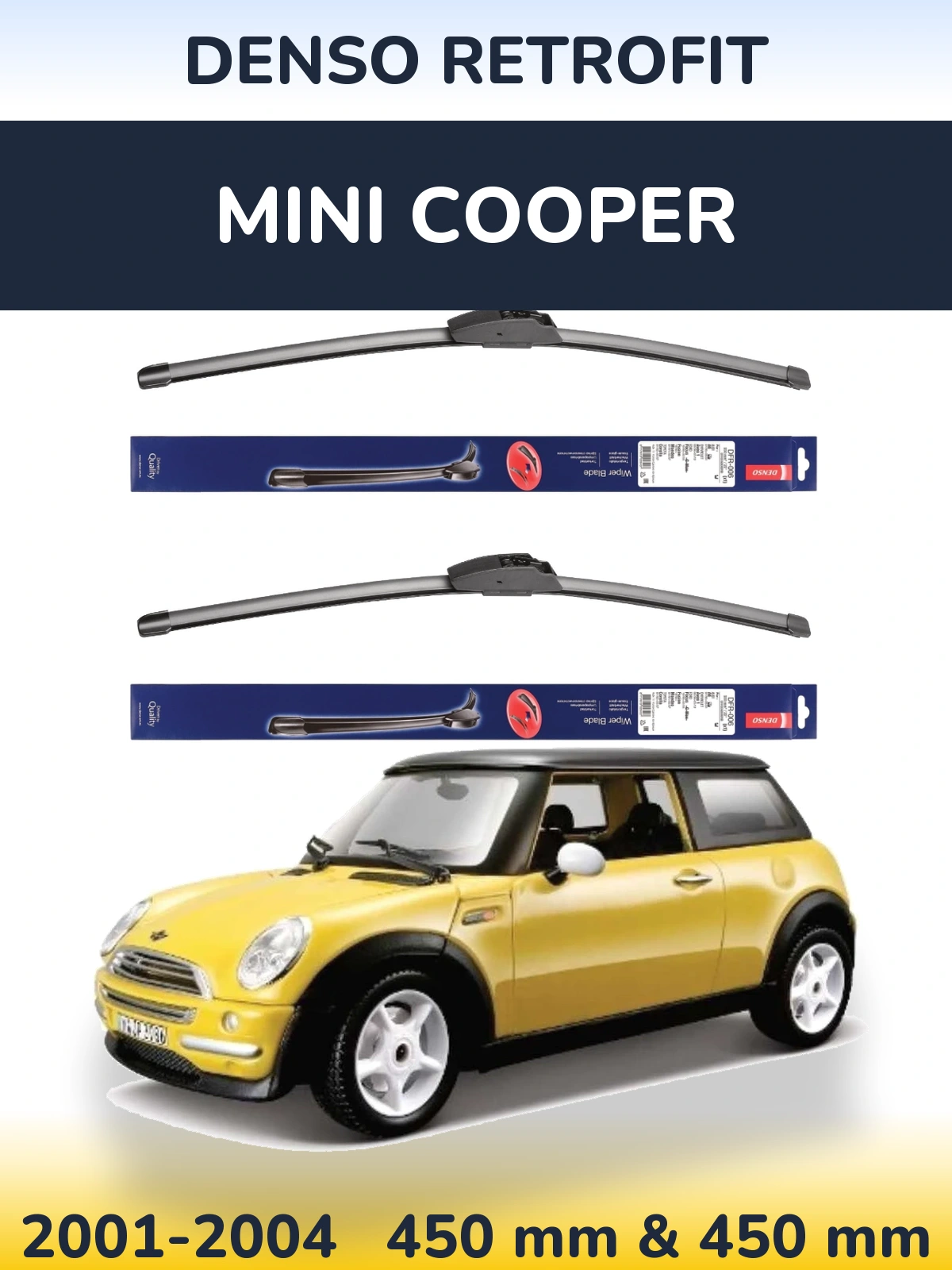 Front wiper blade set Denso Retrofit 450 & 450 mm for MINI Cooper 2001-2004