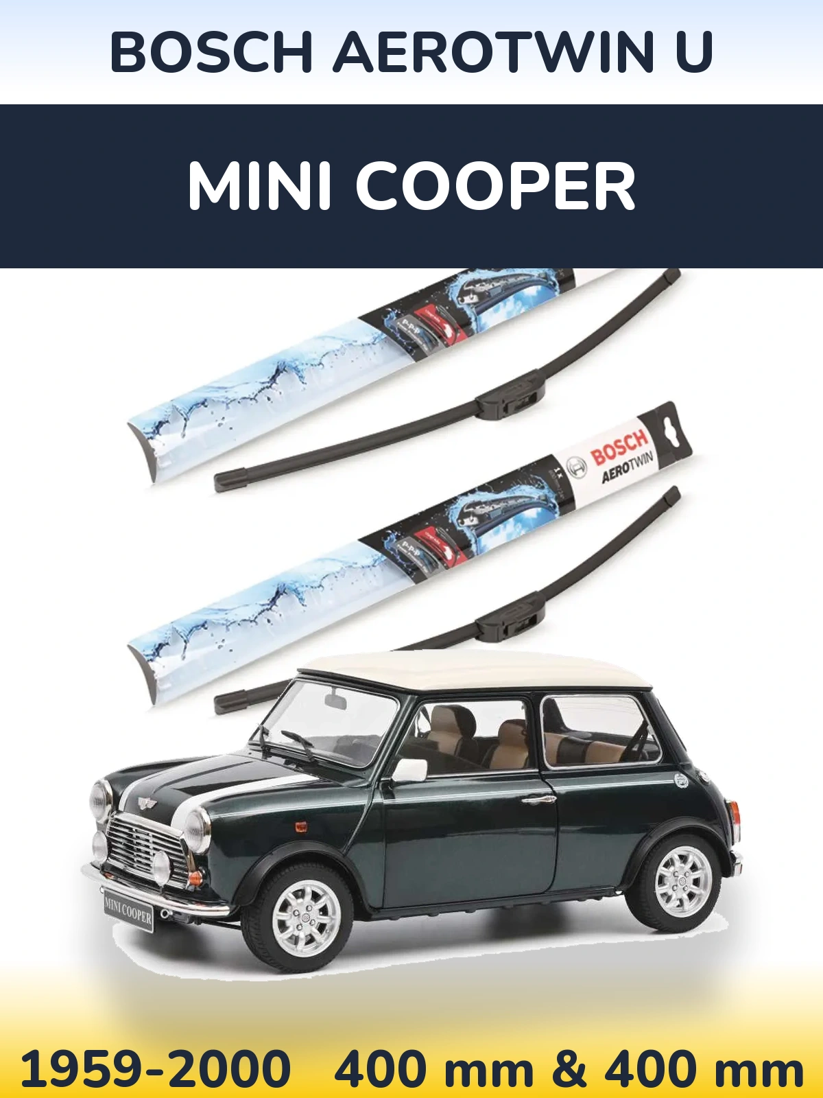 Комплект передних дворников BOSCH AeroTwin U 400 & 400 мм для MINI Cooper 1959-2000