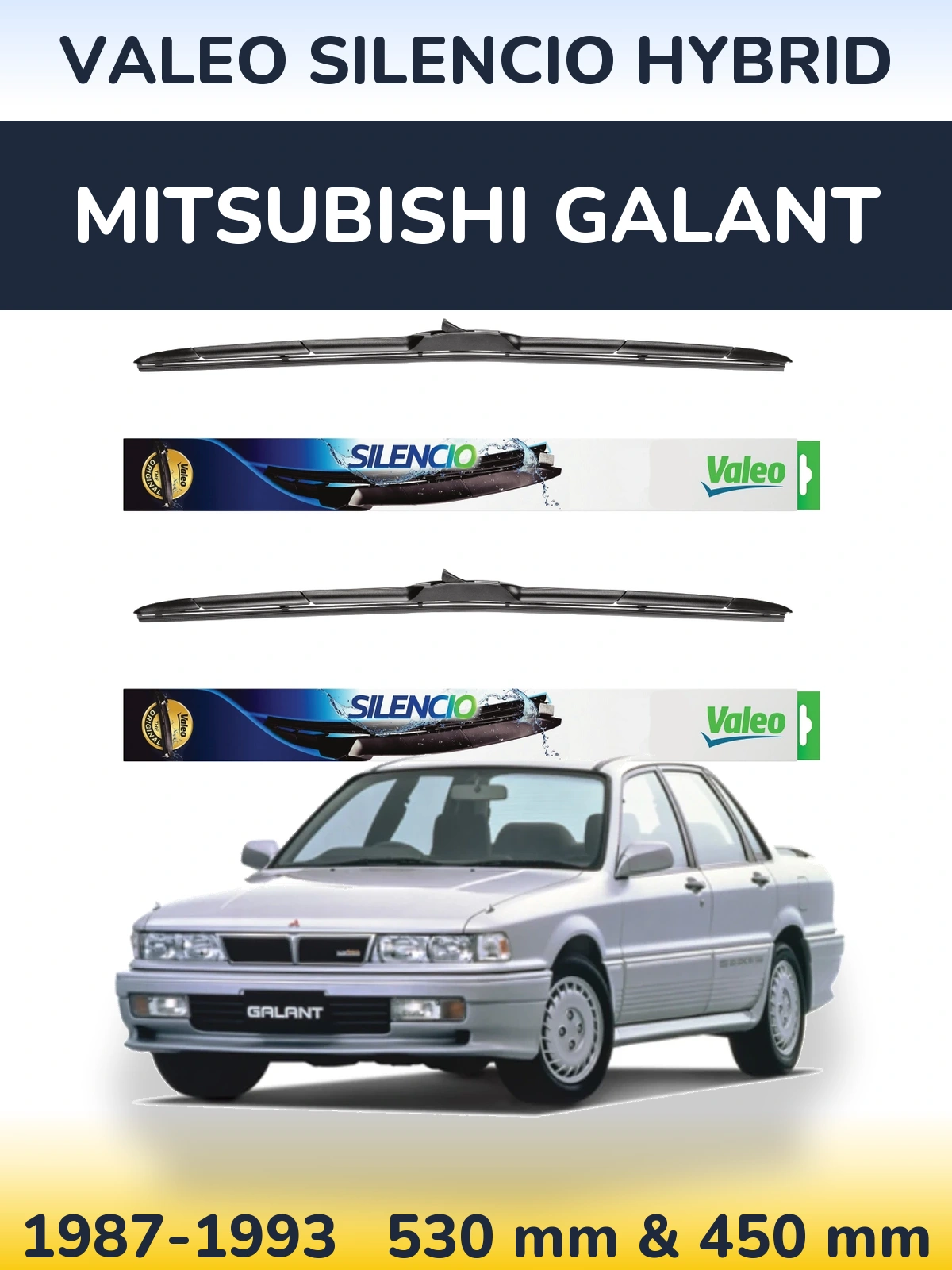 Комплект передних дворников Valeo Silencio Hybrid 530 & 450 мм для Mitsubishi Galant 1987-1993
