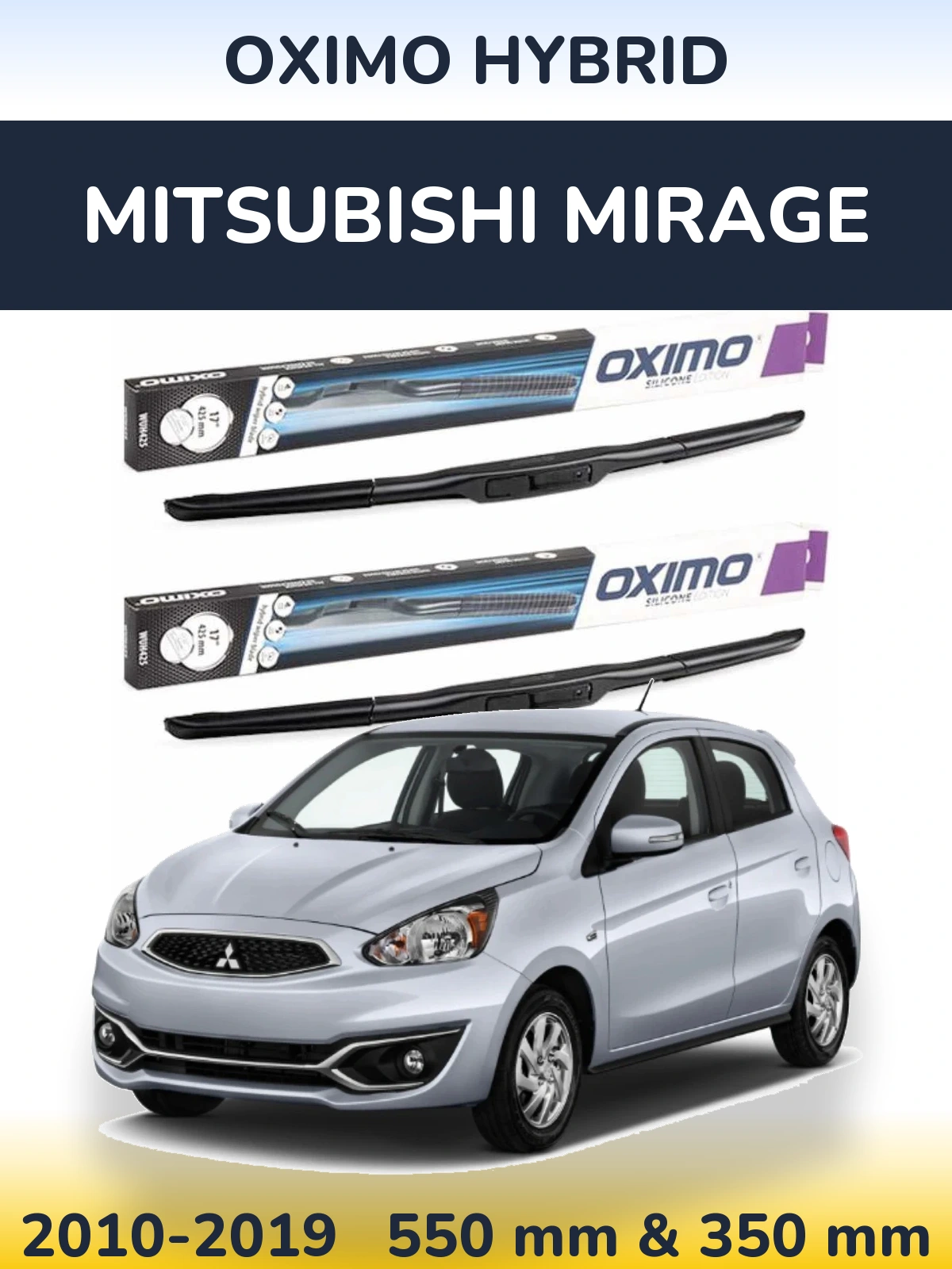 Front wiper blade set Oximo Hybrid 550 & 350 mm for Mitsubishi Mirage 2010-2019