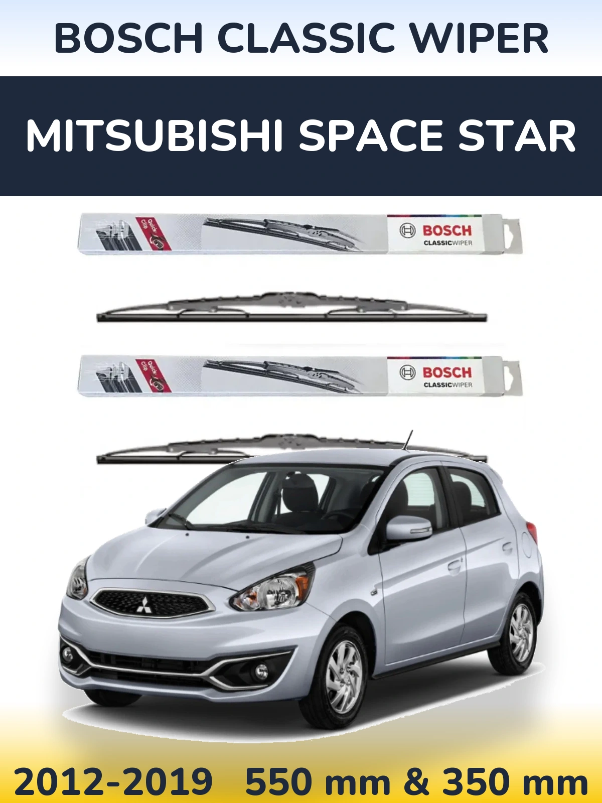 Комплект передніх щіток BOSCH Classic Wiper 550 & 340 мм для Mitsubishi Space Star 2012-2019