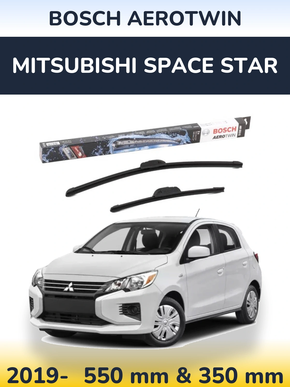 Комплект передніх щіток BOSCH AeroTwin 550 & 350 мм для Mitsubishi Space Star 2019-2026
