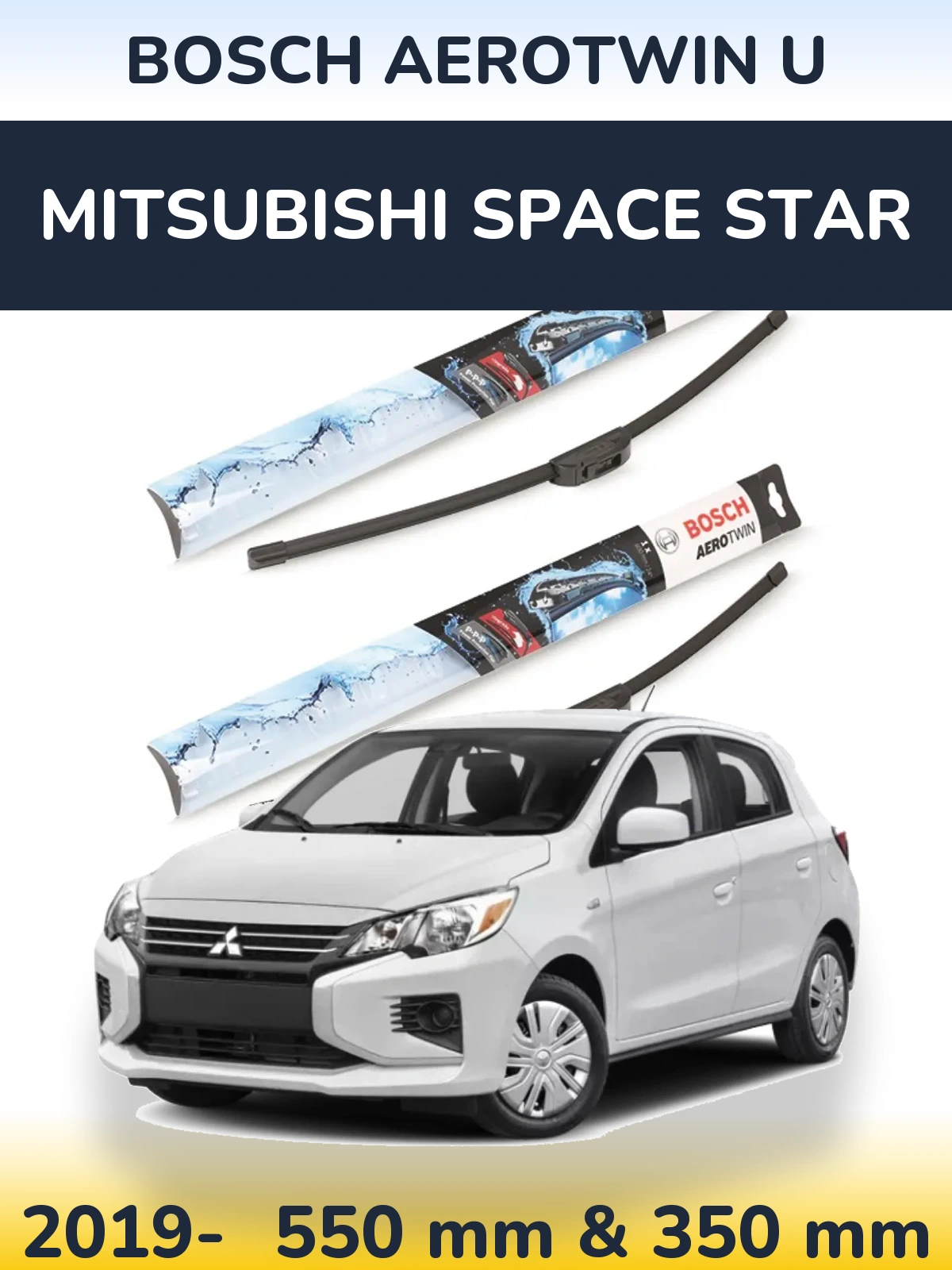 Комплект передніх щіток BOSCH AeroTwin U 550 & 350 мм для Mitsubishi Space Star 2019-2026