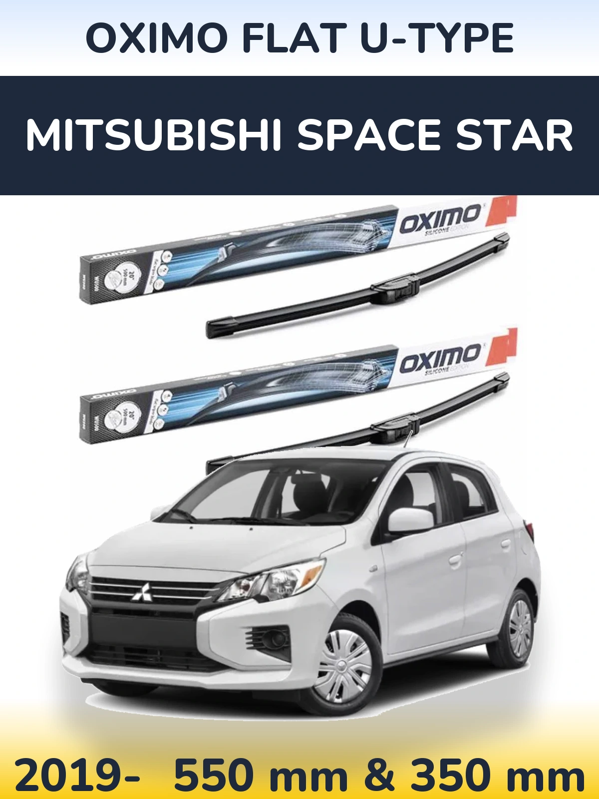 Комплект передніх щіток Oximo Flat U-type 550 & 350 мм для Mitsubishi Space Star 2019-2026
