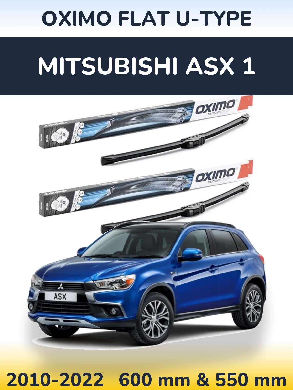 Front wiper blade set Oximo Flat U-type 600 & 550 mm for Mitsubishi ASX 1 2010-2022