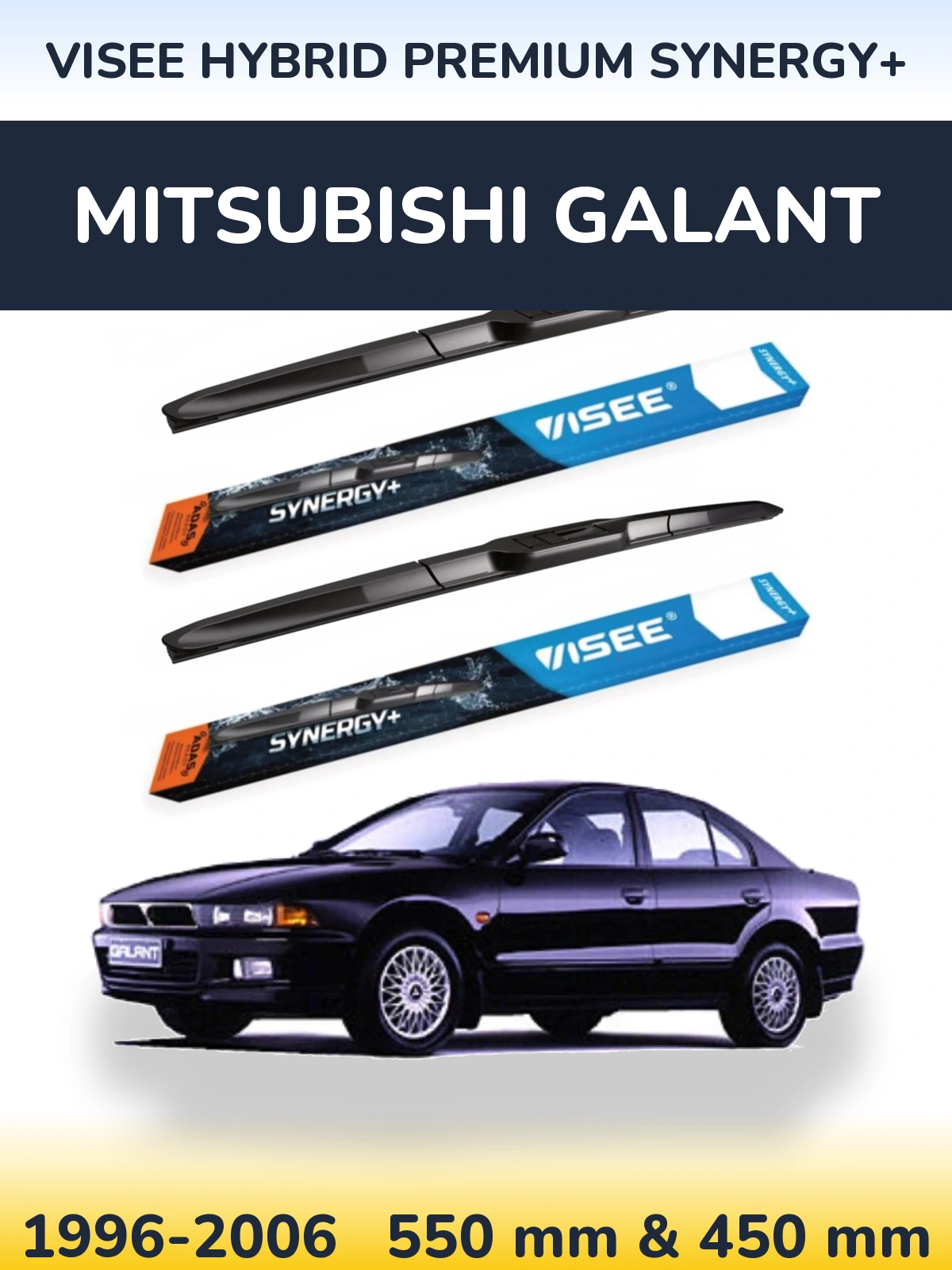 Front wiper blade set VISEE HYBRID PREMIUM SYNERGY+ 550 & 450 mm for Mitsubishi Galant 1996-2006