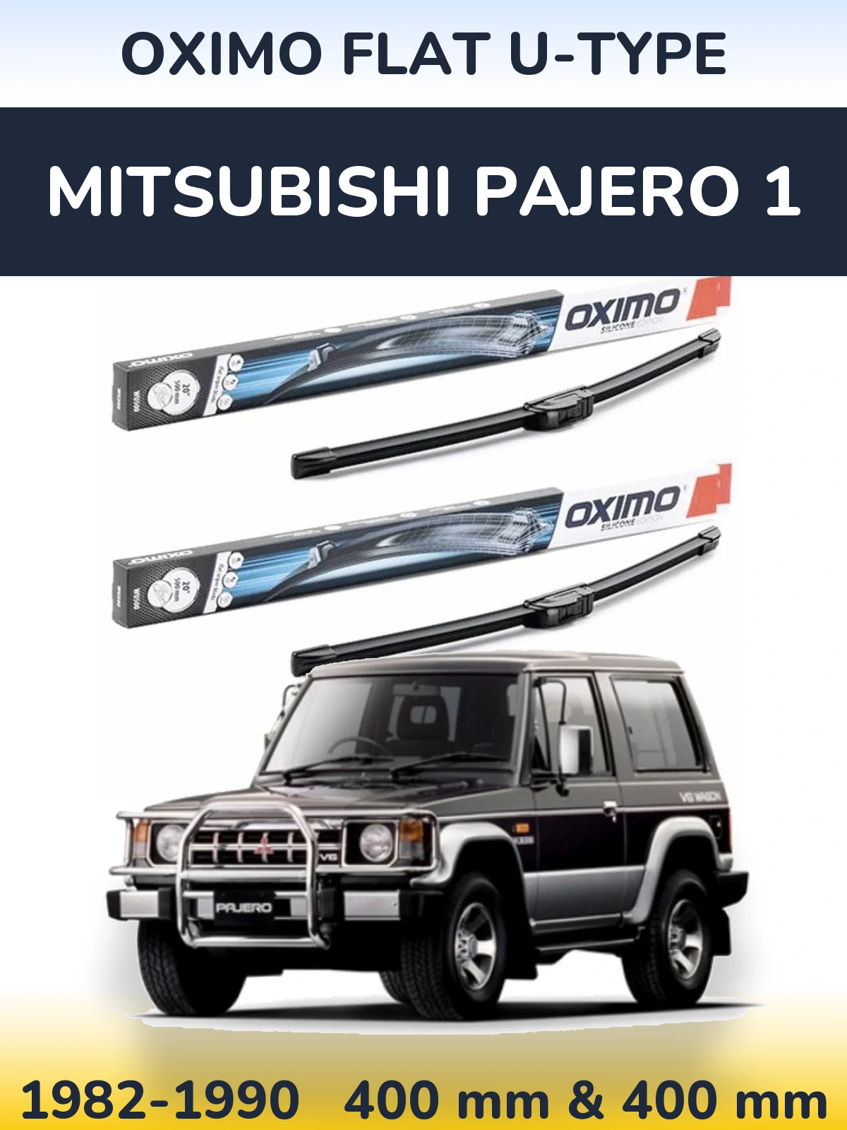 Front wiper blade set Oximo Flat U-type 400 & 400 mm for Mitsubishi Pajero 1 1982-1990