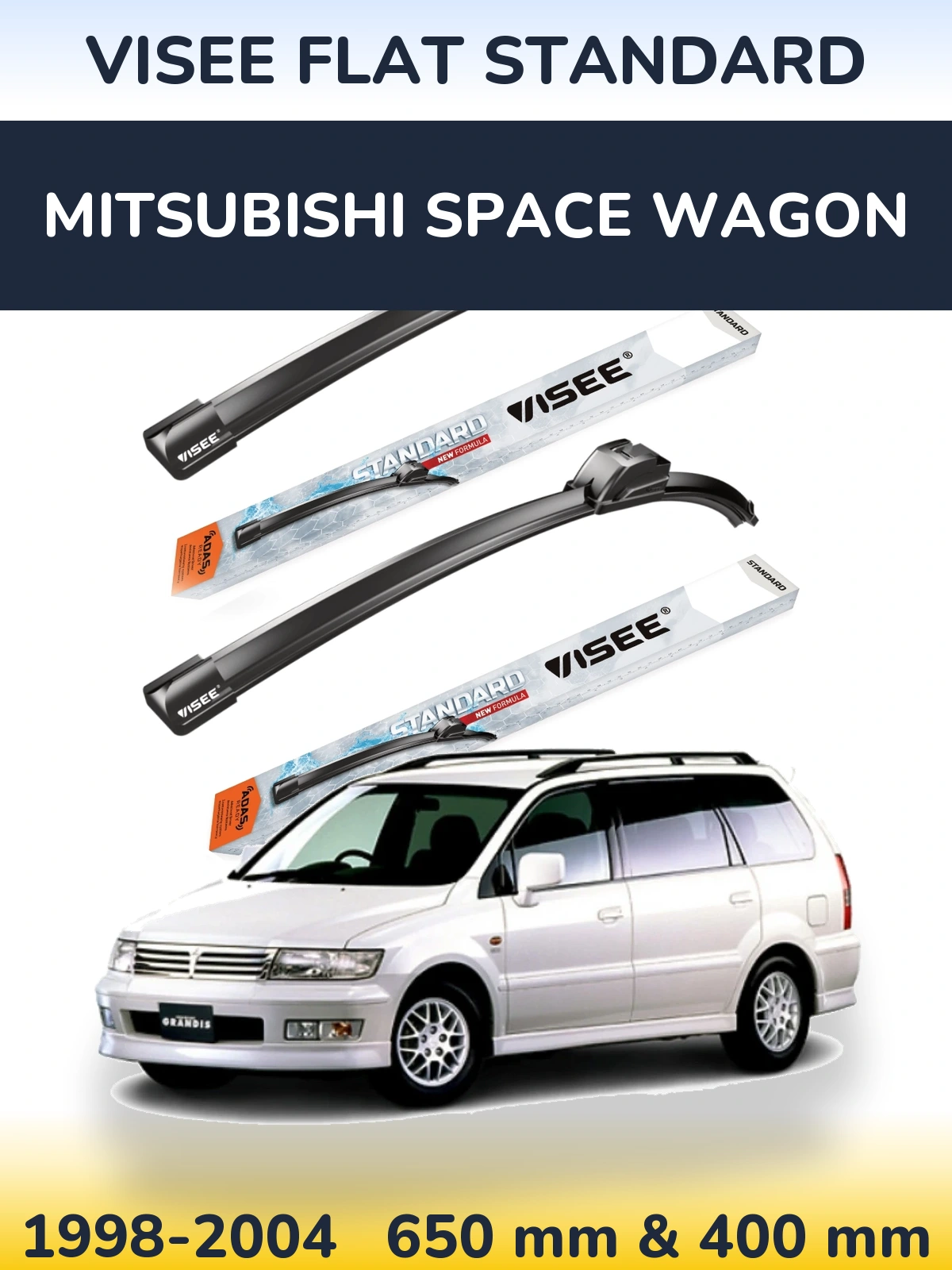 Комплект передних дворников VISEE FLAT STANDARD 650 & 400 мм для Mitsubishi Space Wagon 1998-2004