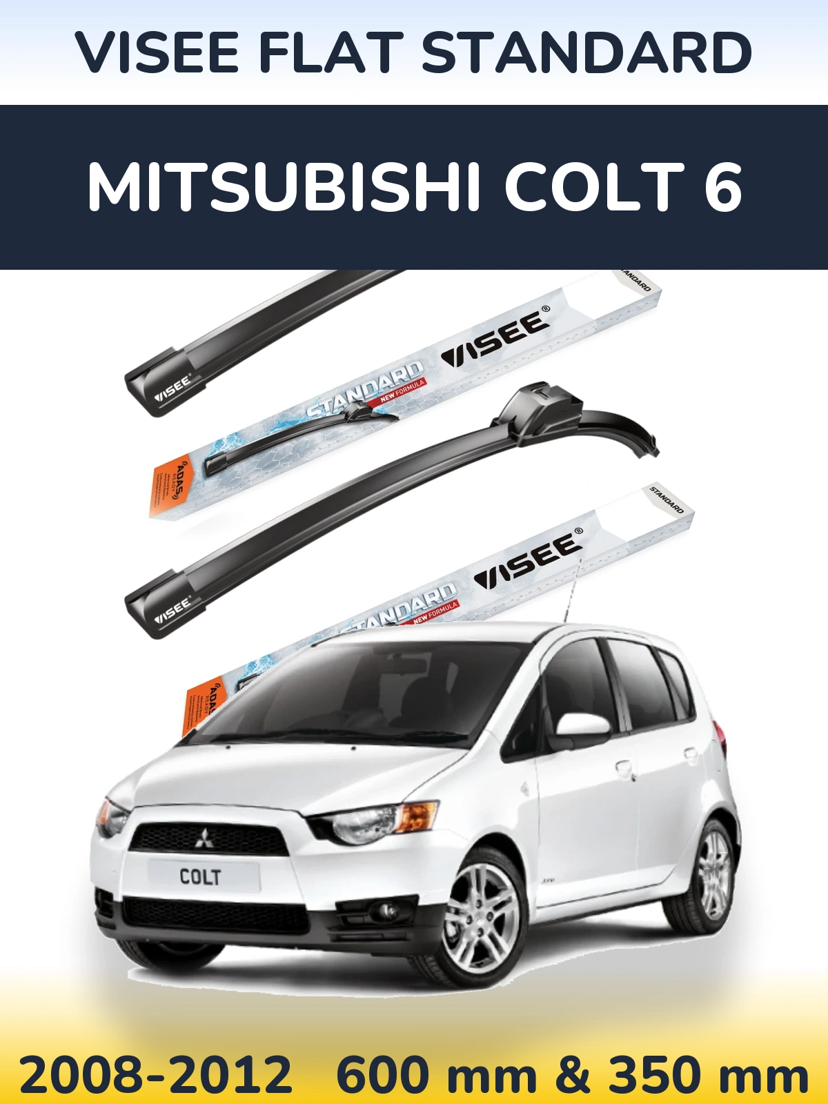 Комплект передніх щіток VISEE FLAT STANDARD 600 & 350 мм для Mitsubishi Colt 6 2008-2012