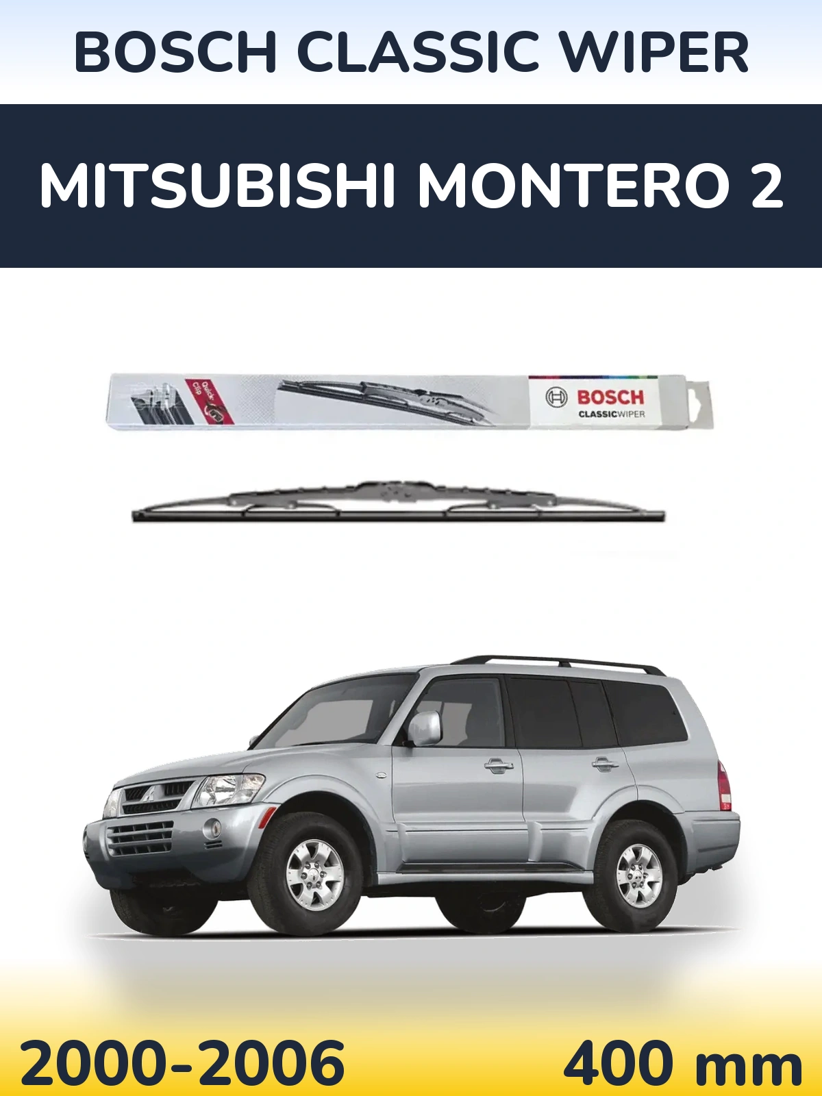 Rear wiper blade BOSCH Classic Wiper 400 mm for Mitsubishi Montero 2 2000-2006