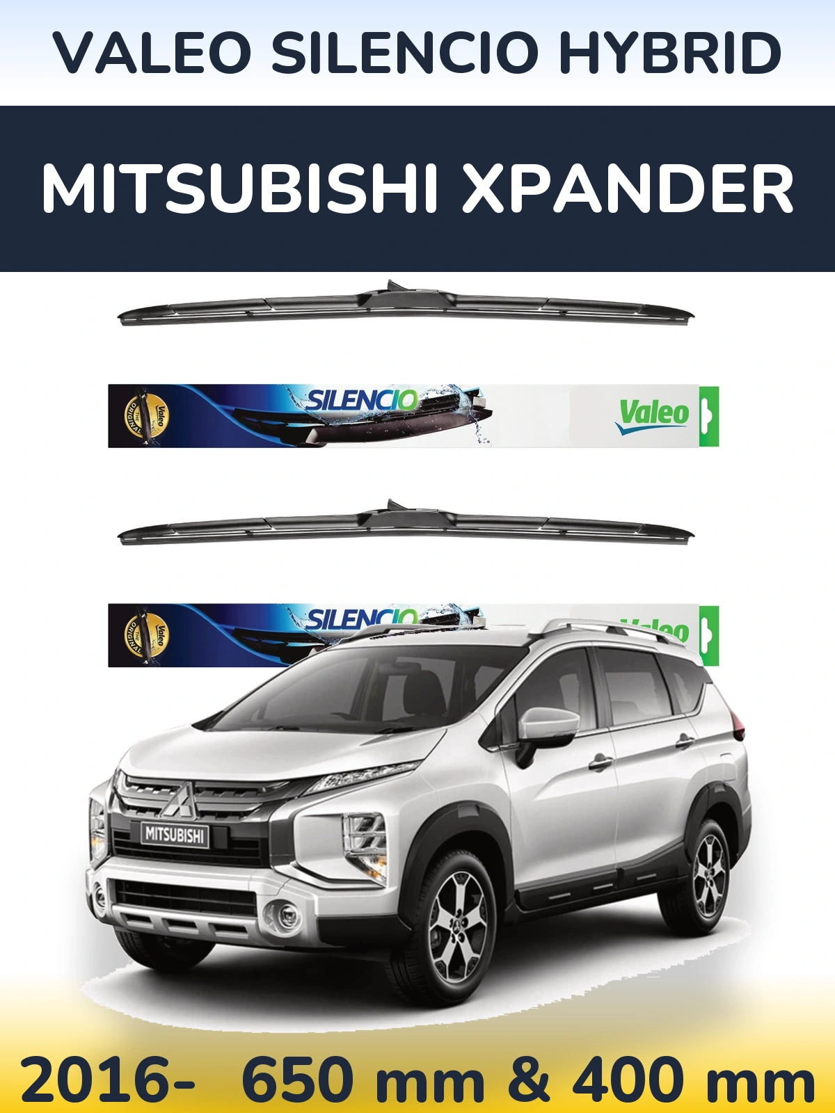 Комплект передних дворников Valeo Silencio Hybrid 650 & 400 мм для Mitsubishi Xpander 2016-2026