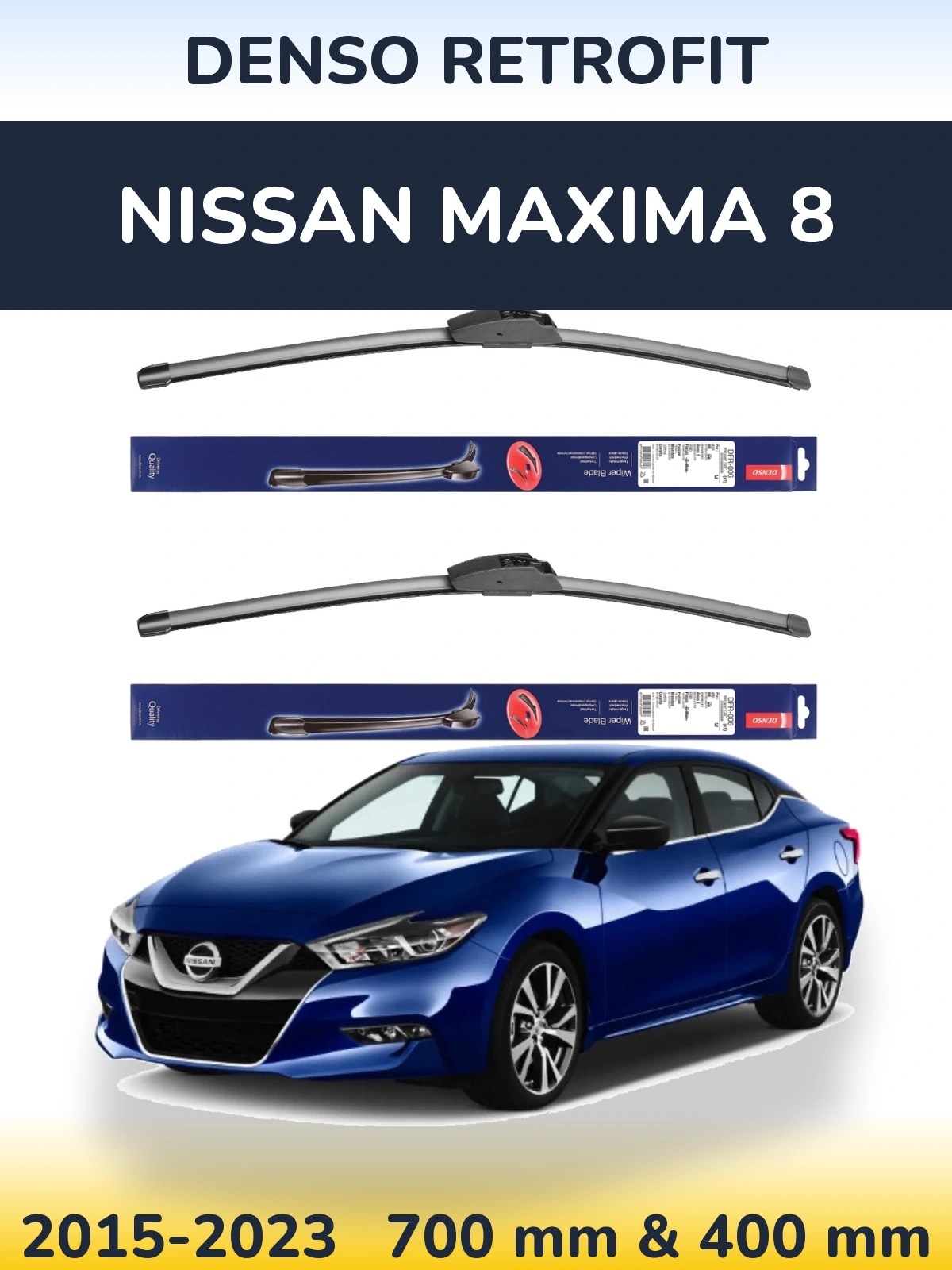 Front wiper blade set Denso Retrofit 700 & 400 mm for Nissan Maxima 8 2015-2023